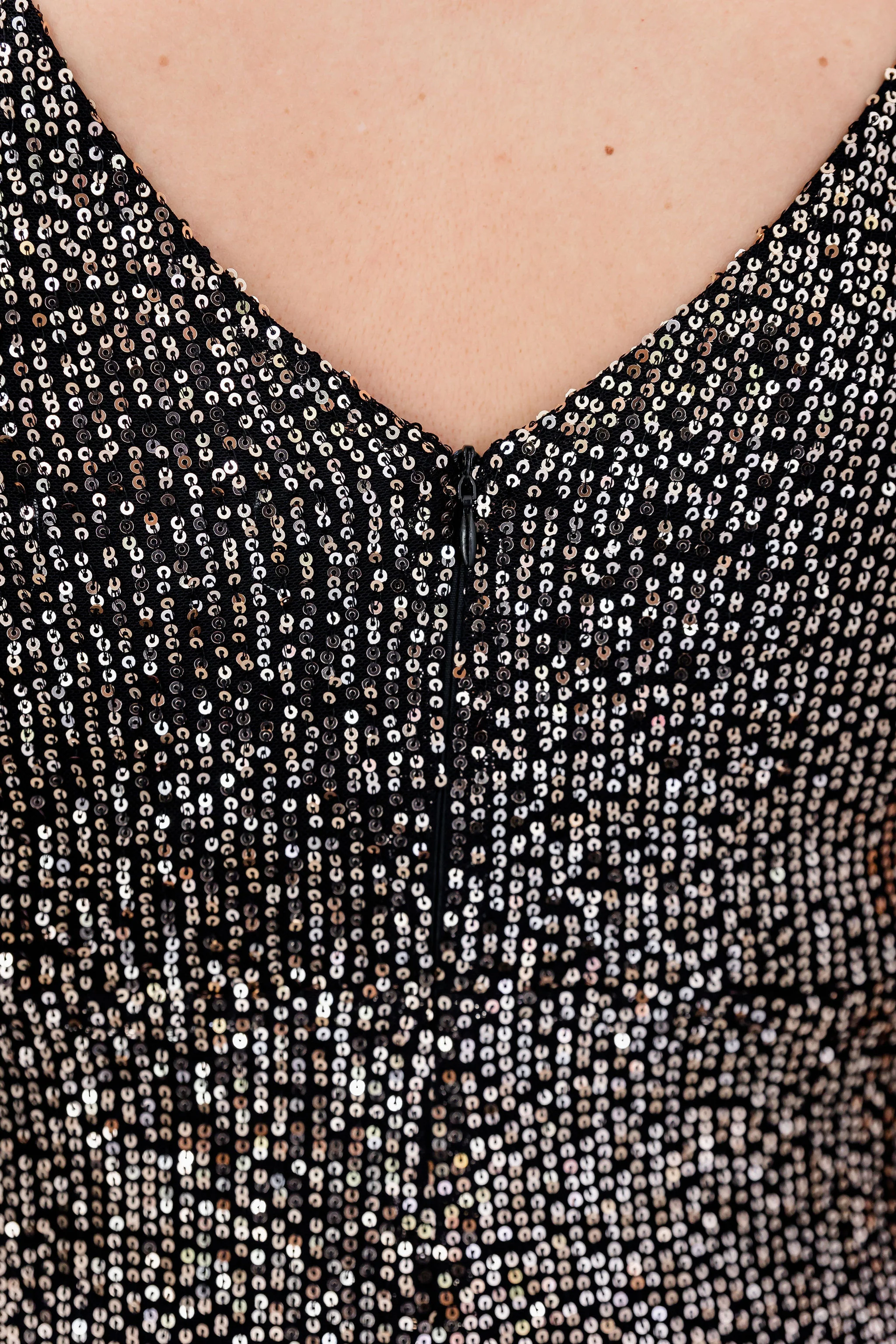 Anastasia Sequin Maxi Dress in Black & Bronze - Image 12