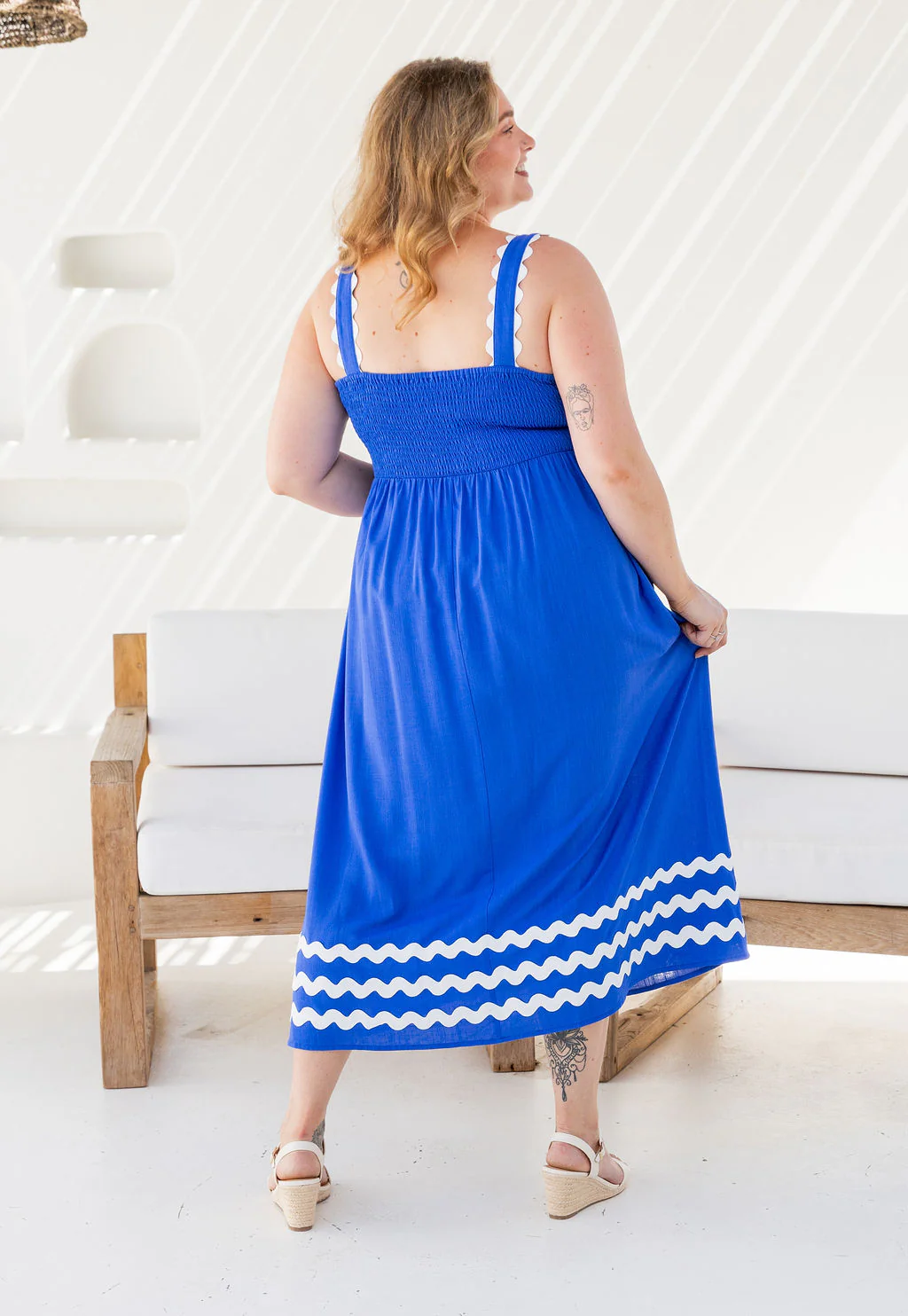 Angel Linen Blend Maxi Dress in Elemental Blue - Image 10