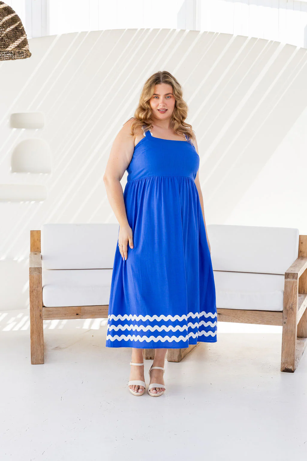 Angel Linen Blend Maxi Dress in Elemental Blue - Image 5