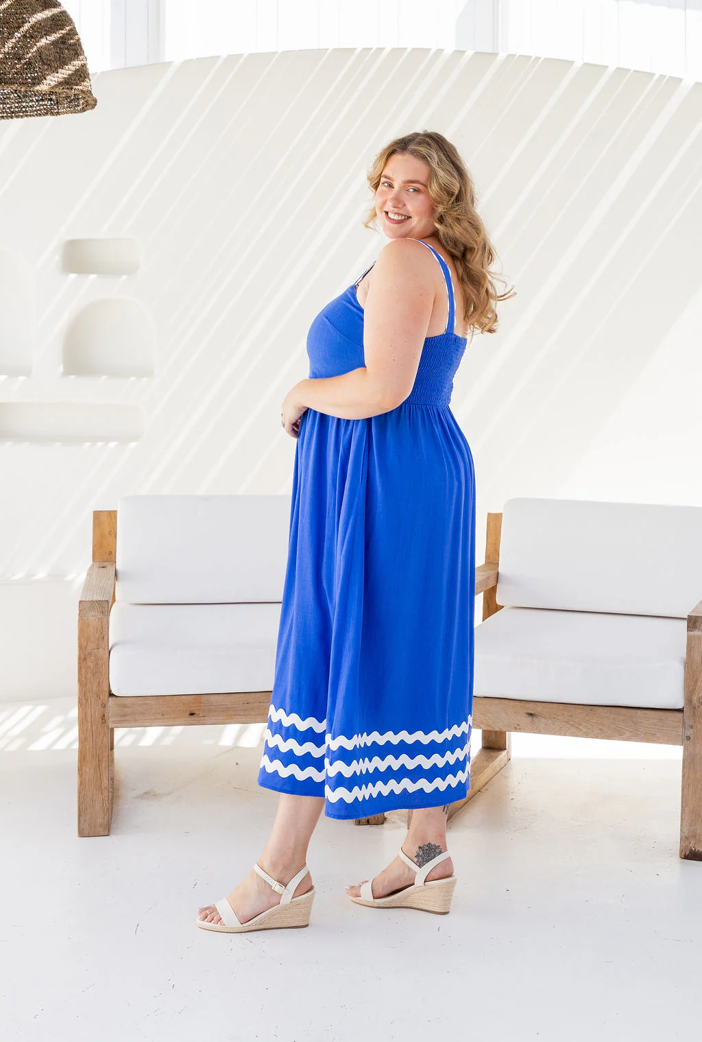 Angel Linen Blend Maxi Dress in Elemental Blue - Image 7