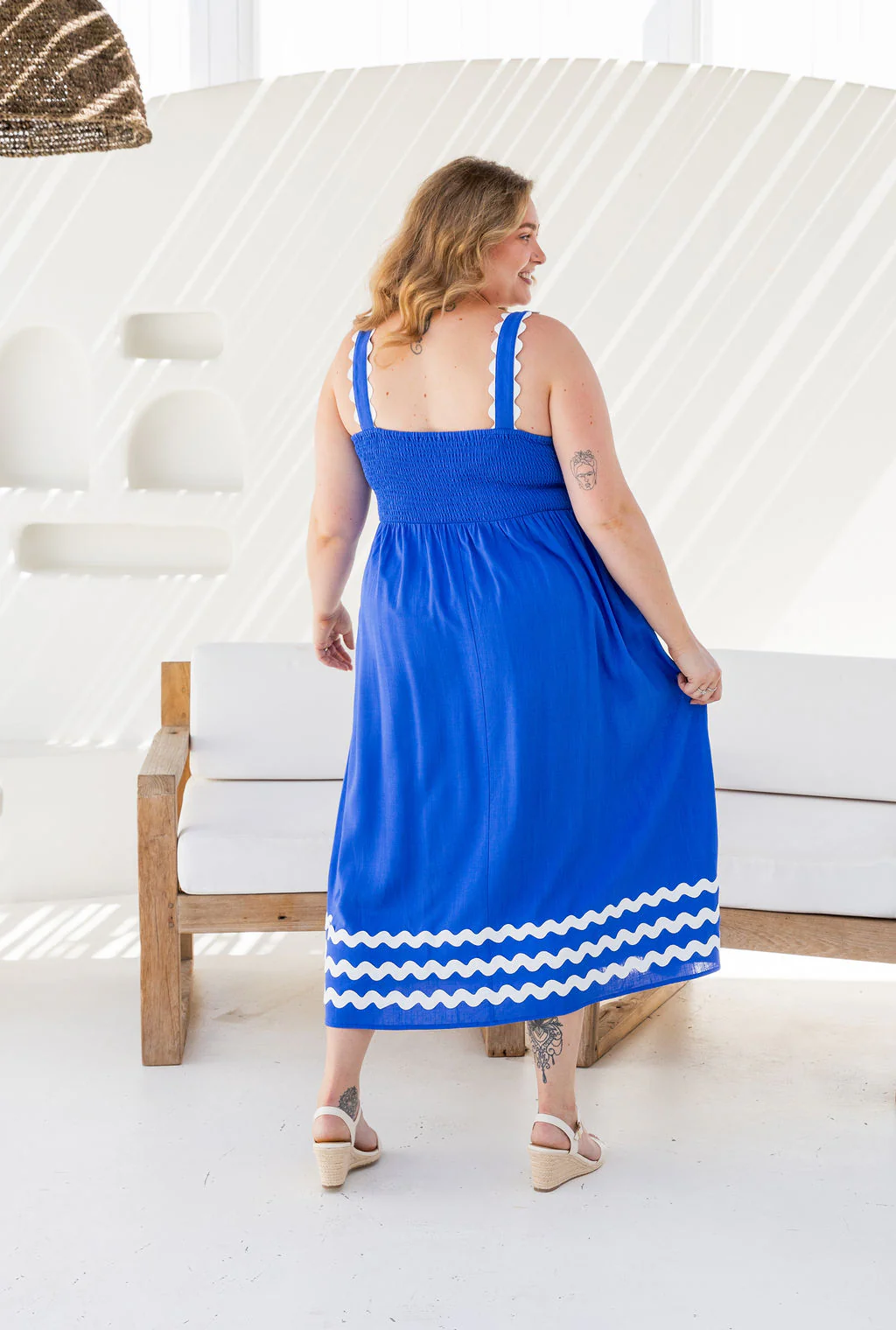 Angel Linen Blend Maxi Dress in Elemental Blue - Image 9