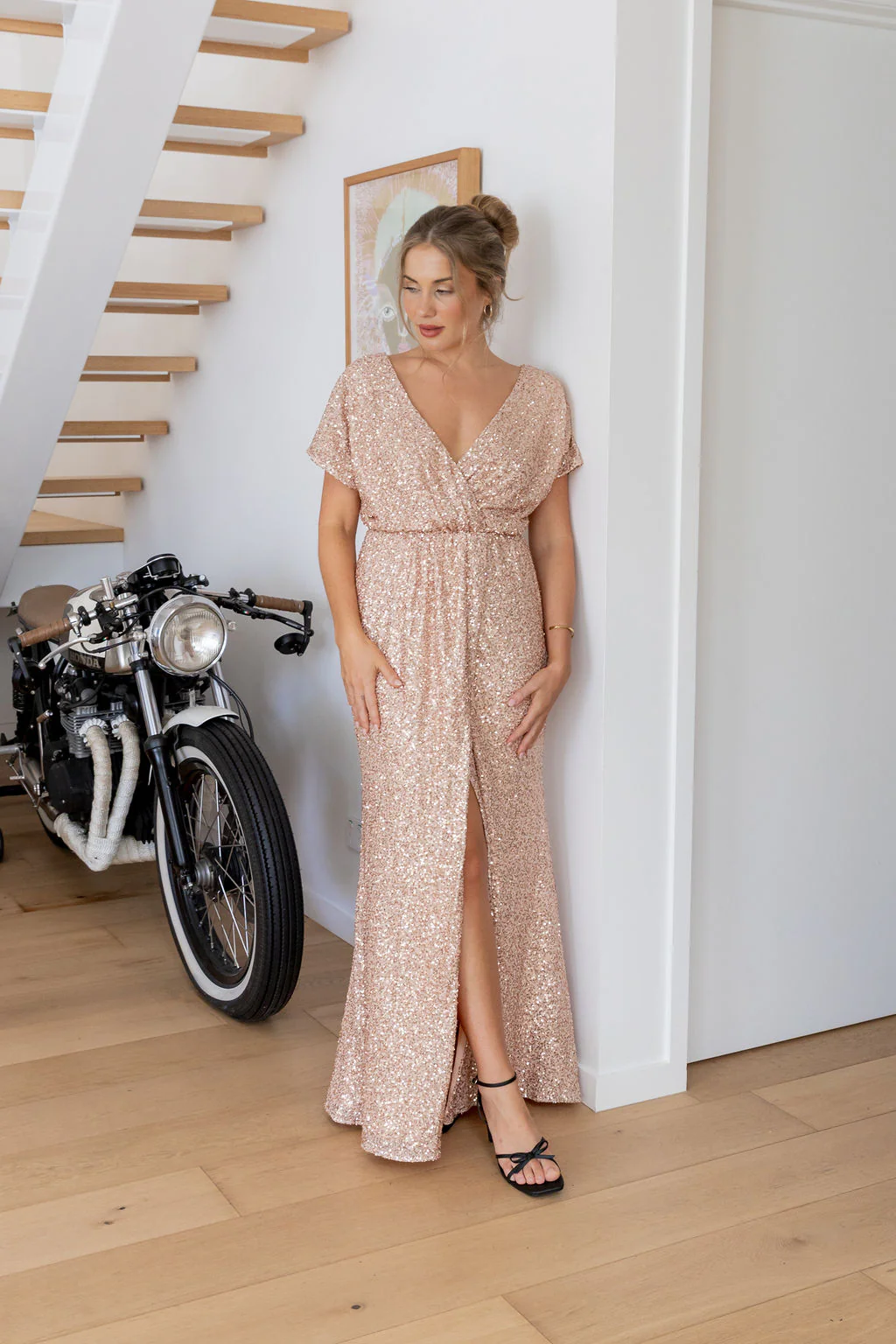 Arabella Sequin Maxi Dress in Light Bronze - Image 14
