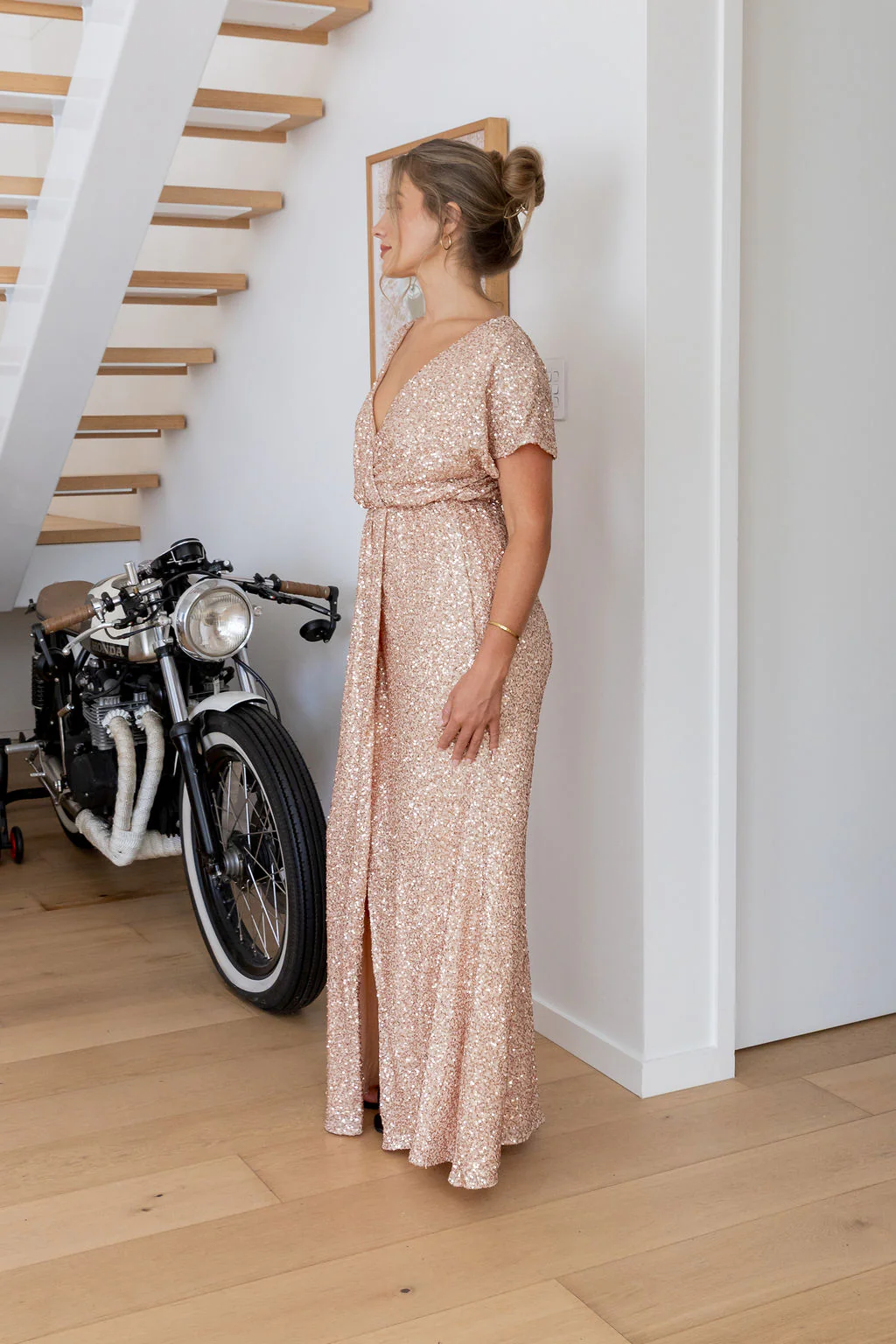 Arabella Sequin Maxi Dress in Light Bronze - Image 17