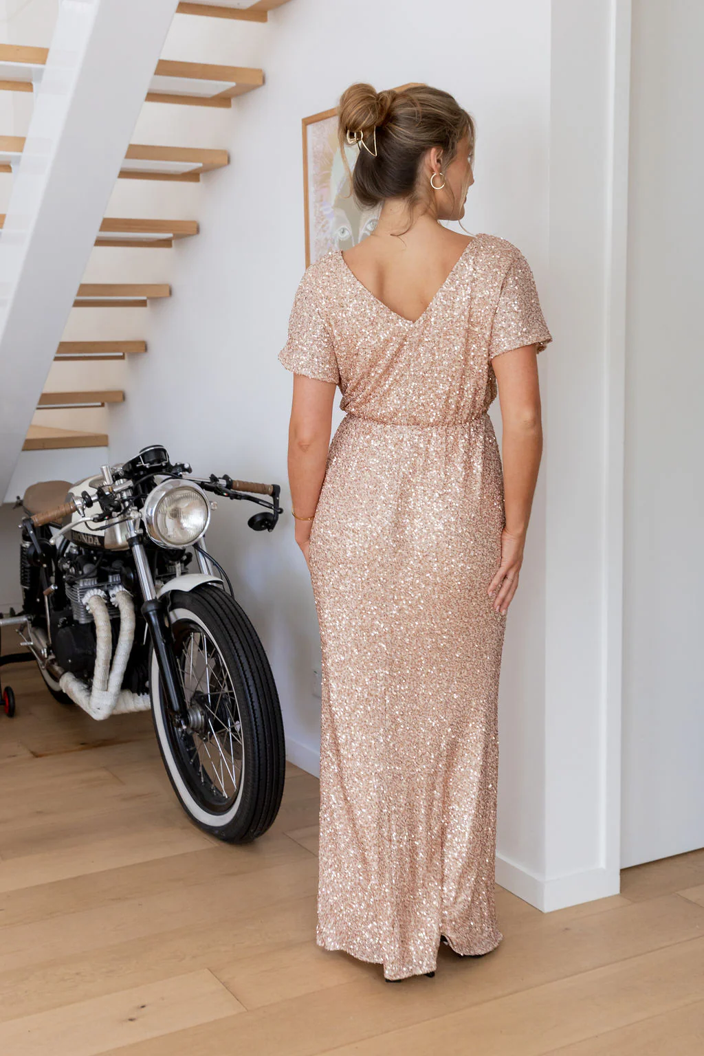 Arabella Sequin Maxi Dress in Light Bronze - Image 21
