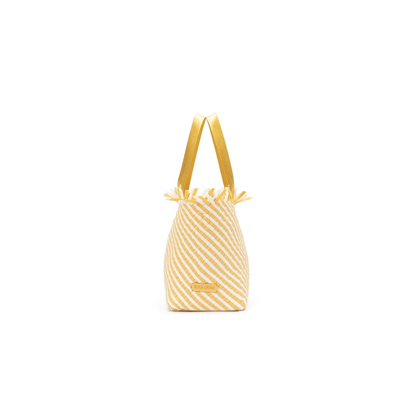 Bahama Yellow Large 2 Piece Woven Tote Bag by Black Caviar - Image 6