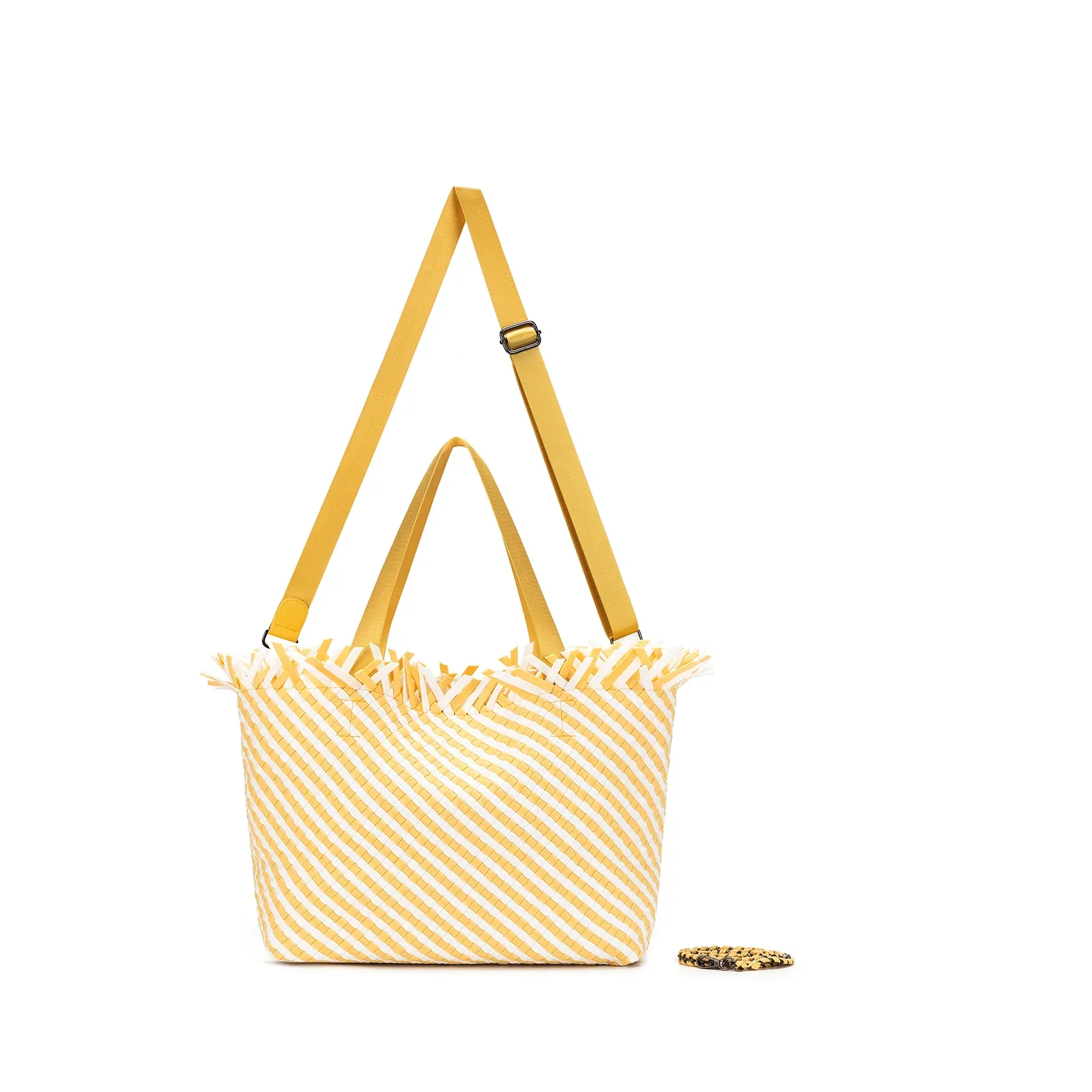 Bahama Yellow Large 2 Piece Woven Tote Bag by Black Caviar - Image 8