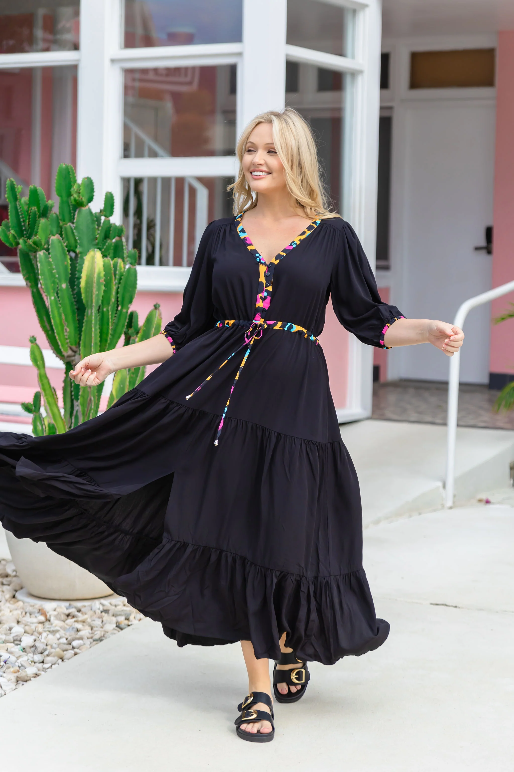 Billie Dress In Black/Mustard Leopard by Kasey Rainbow - Image 8