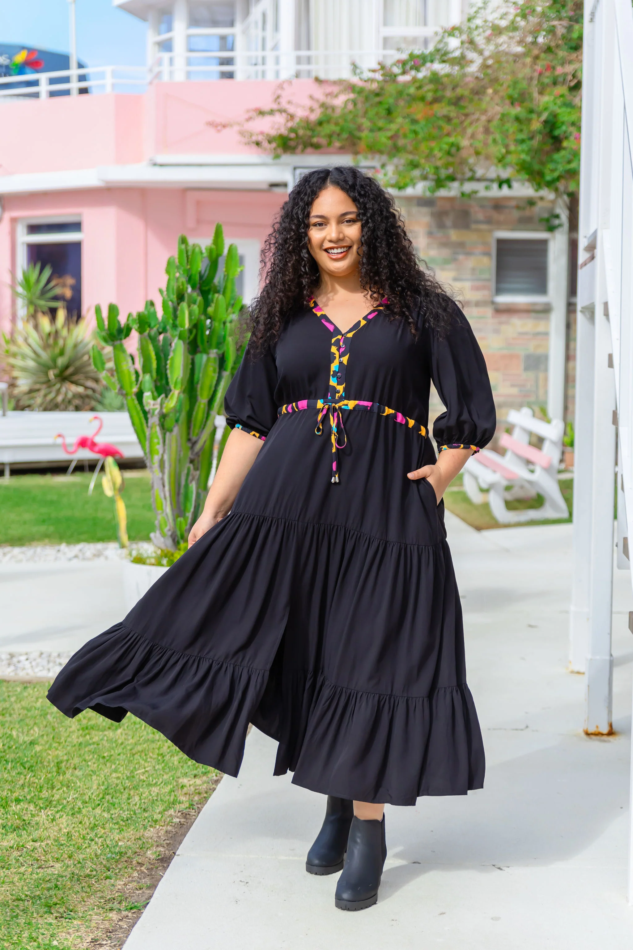 Billie Dress In Black/Mustard Leopard by Kasey Rainbow - Image 9