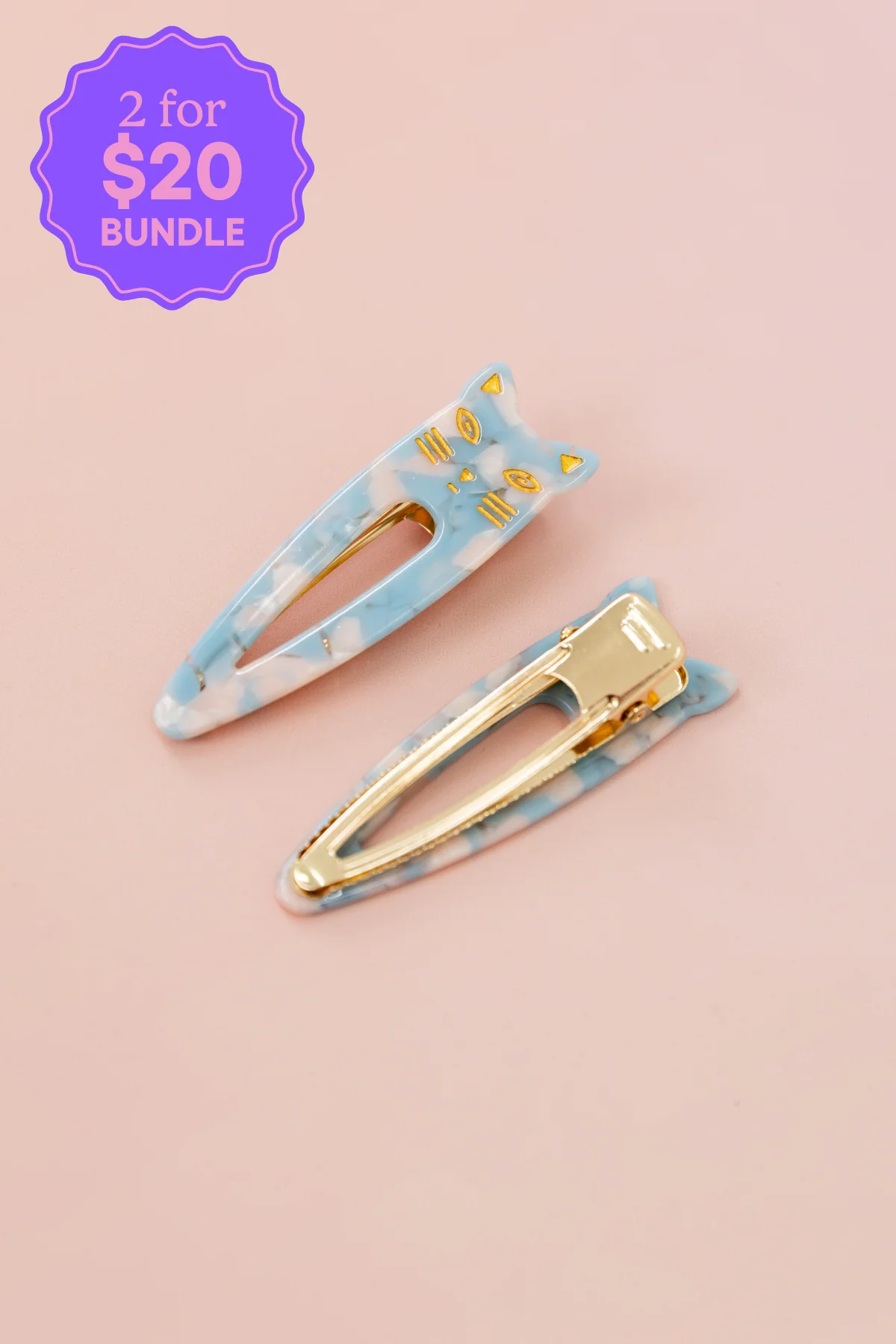 Cat Hair Clips in Blue Cloud - Image 3