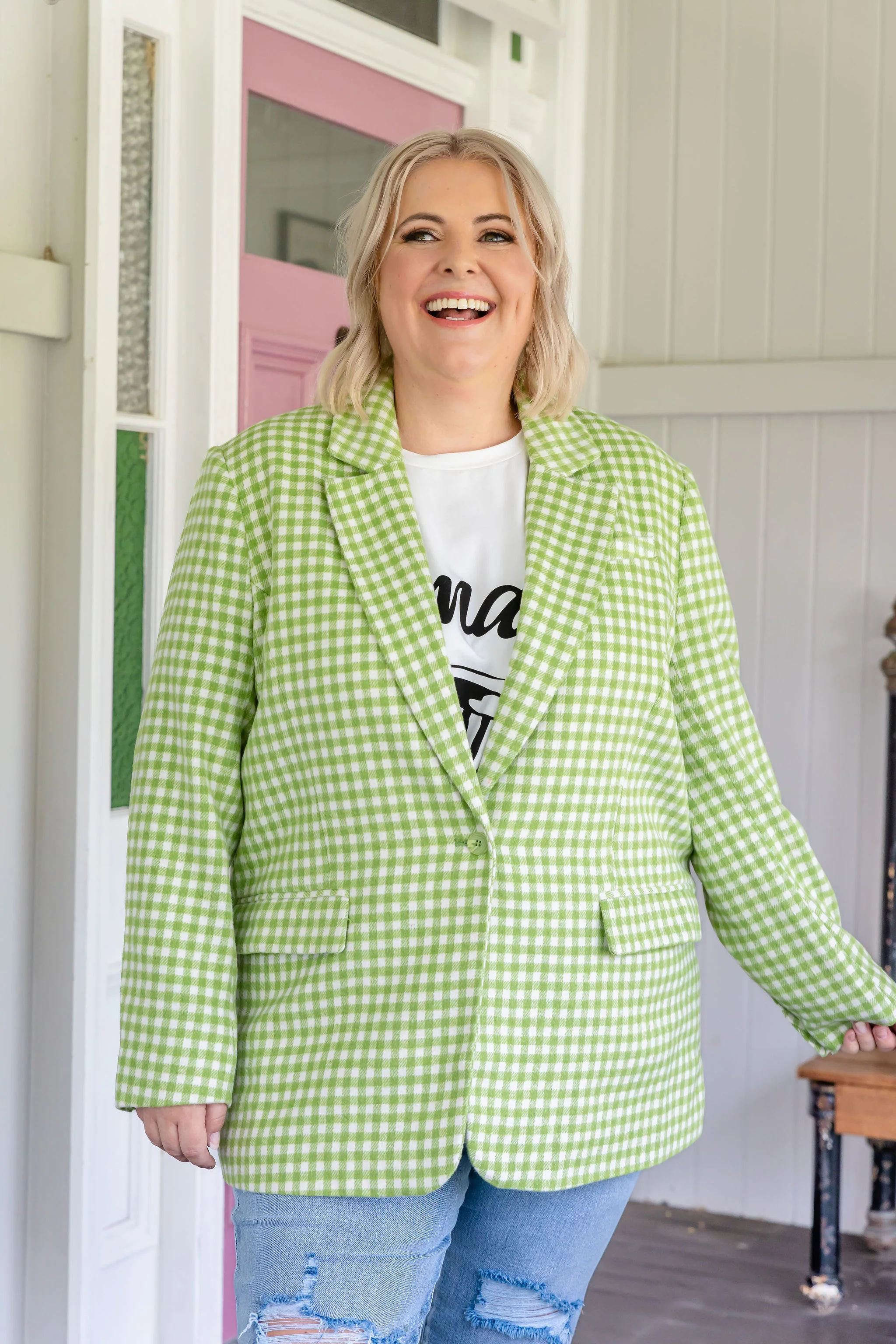 Dion Jacket in Apple Check - Image 4