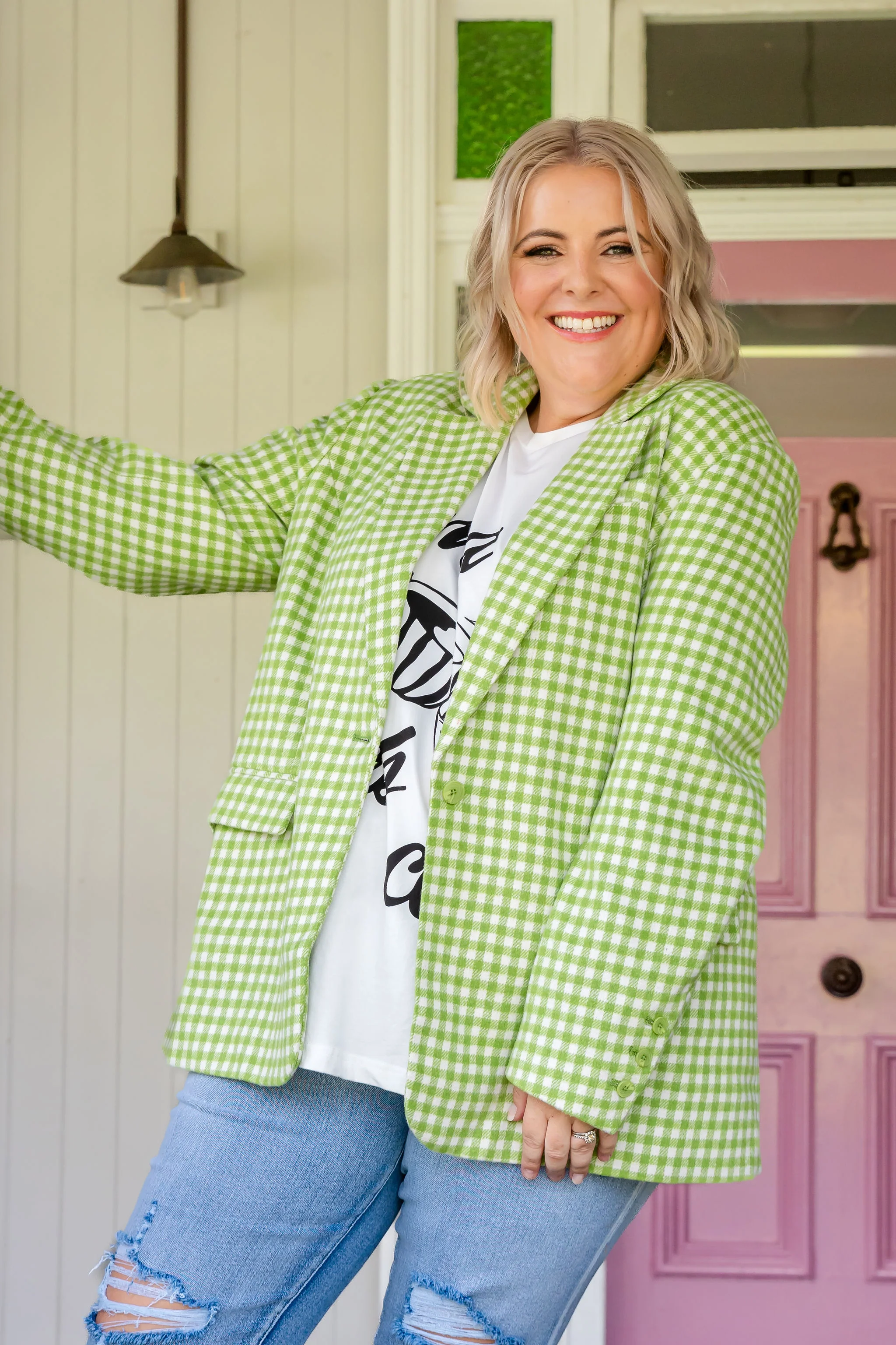 Dion Jacket in Apple Check - Image 7