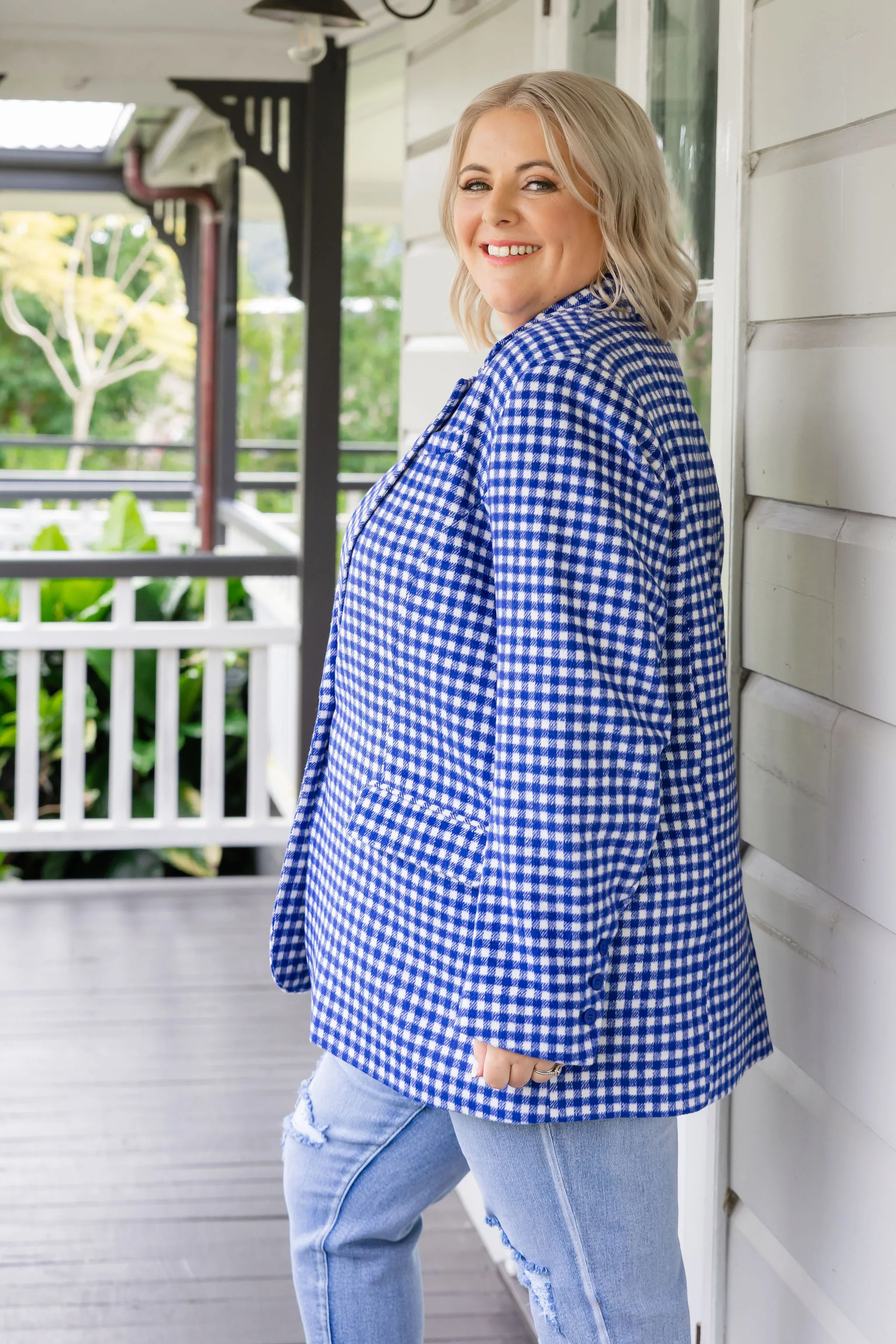 Dion Jacket in Cobalt Check - Image 13