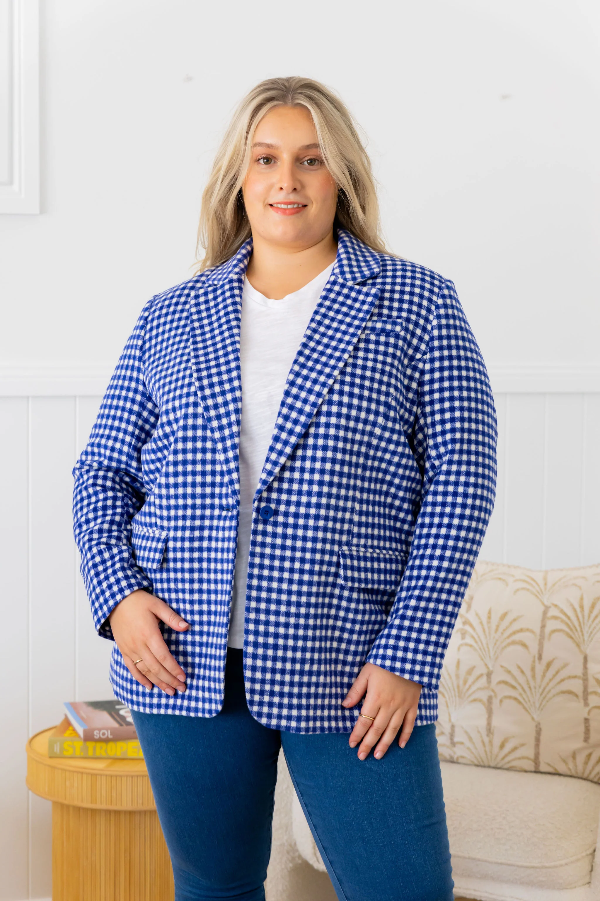 Dion Jacket in Cobalt Check - Image 4