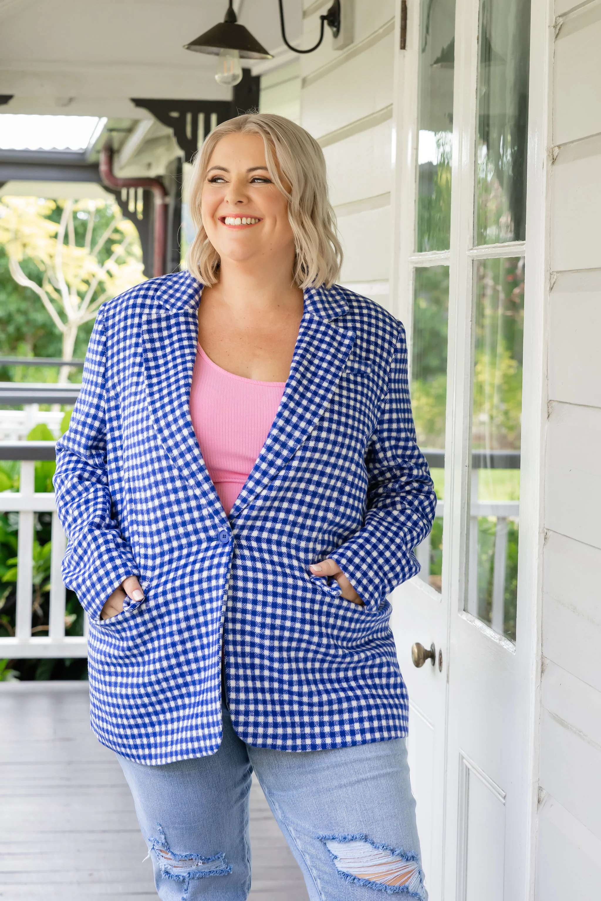 Dion Jacket in Cobalt Check - Image 5