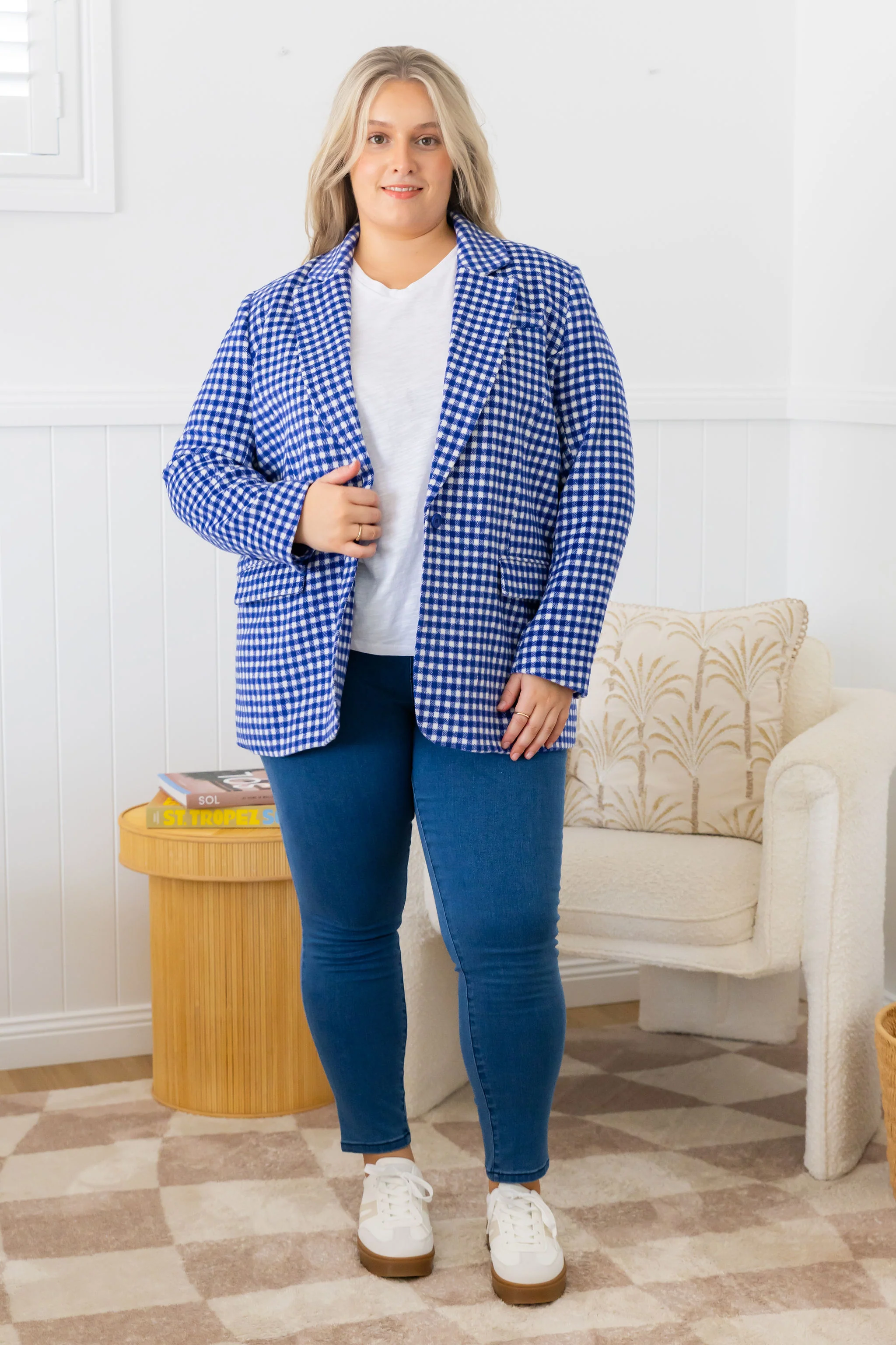 Dion Jacket in Cobalt Check - Image 7