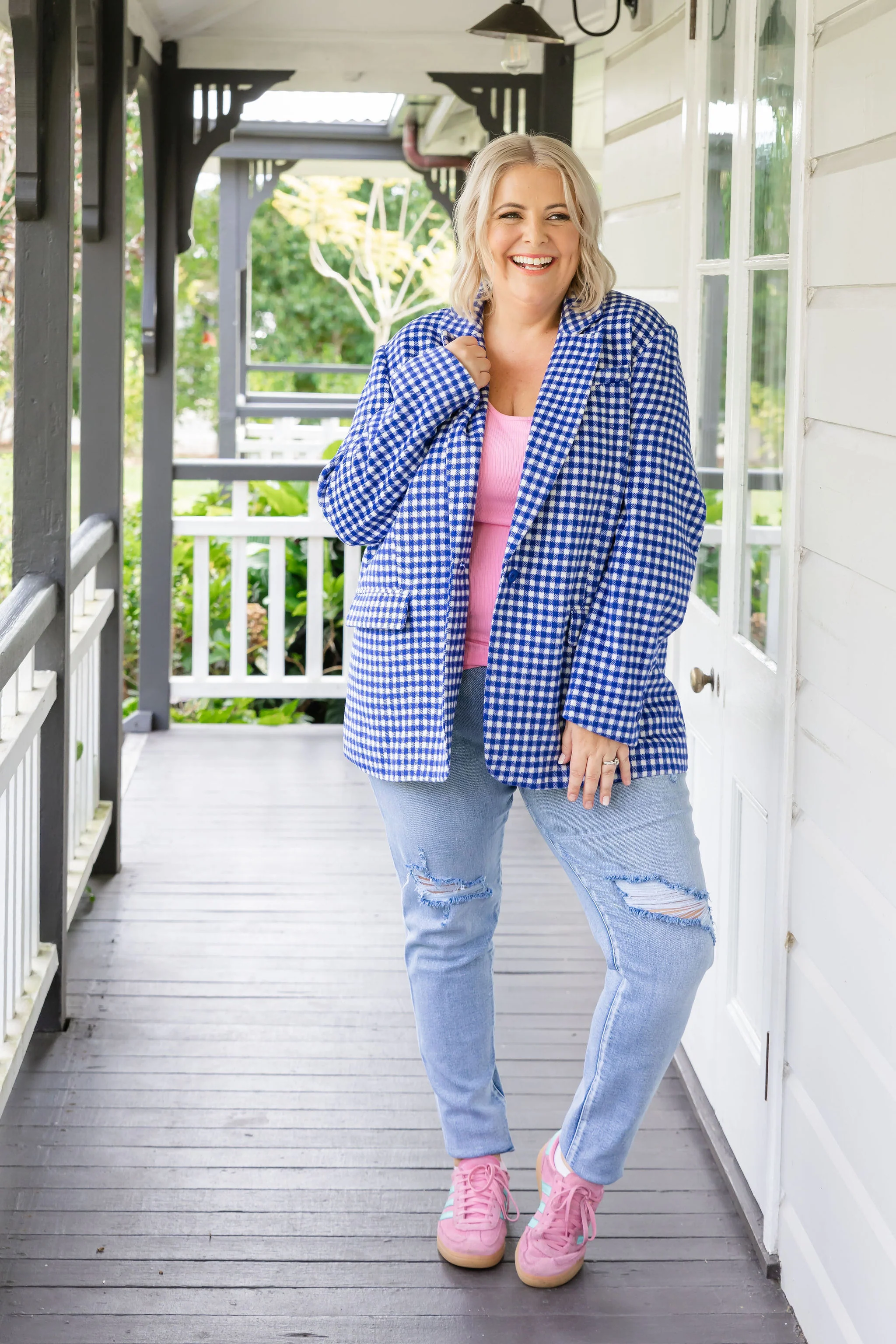 Dion Jacket in Cobalt Check - Image 8