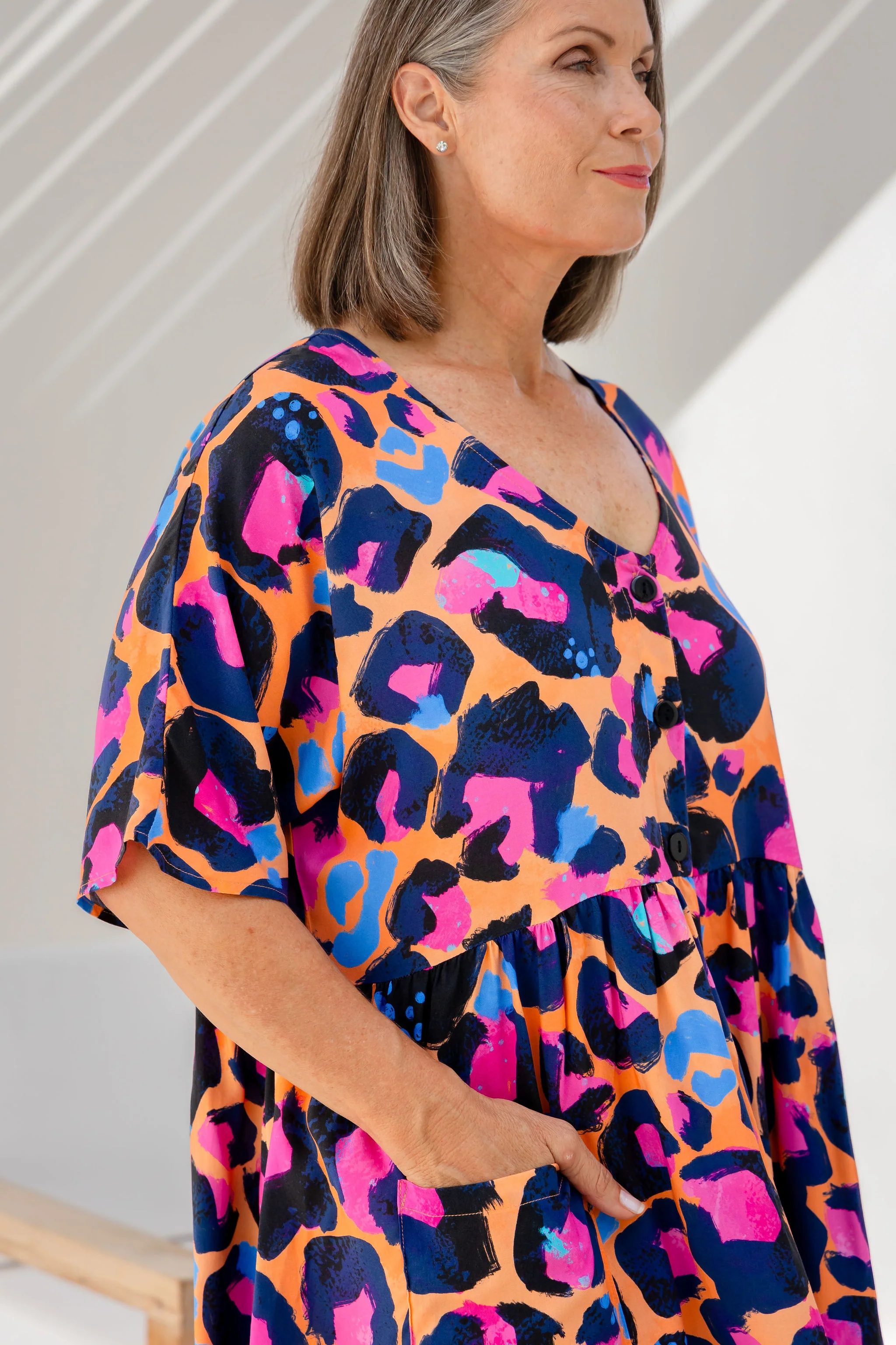 Disco Dress in Sherbie - Peach Leopard by Kasey Rainbow - Image 3