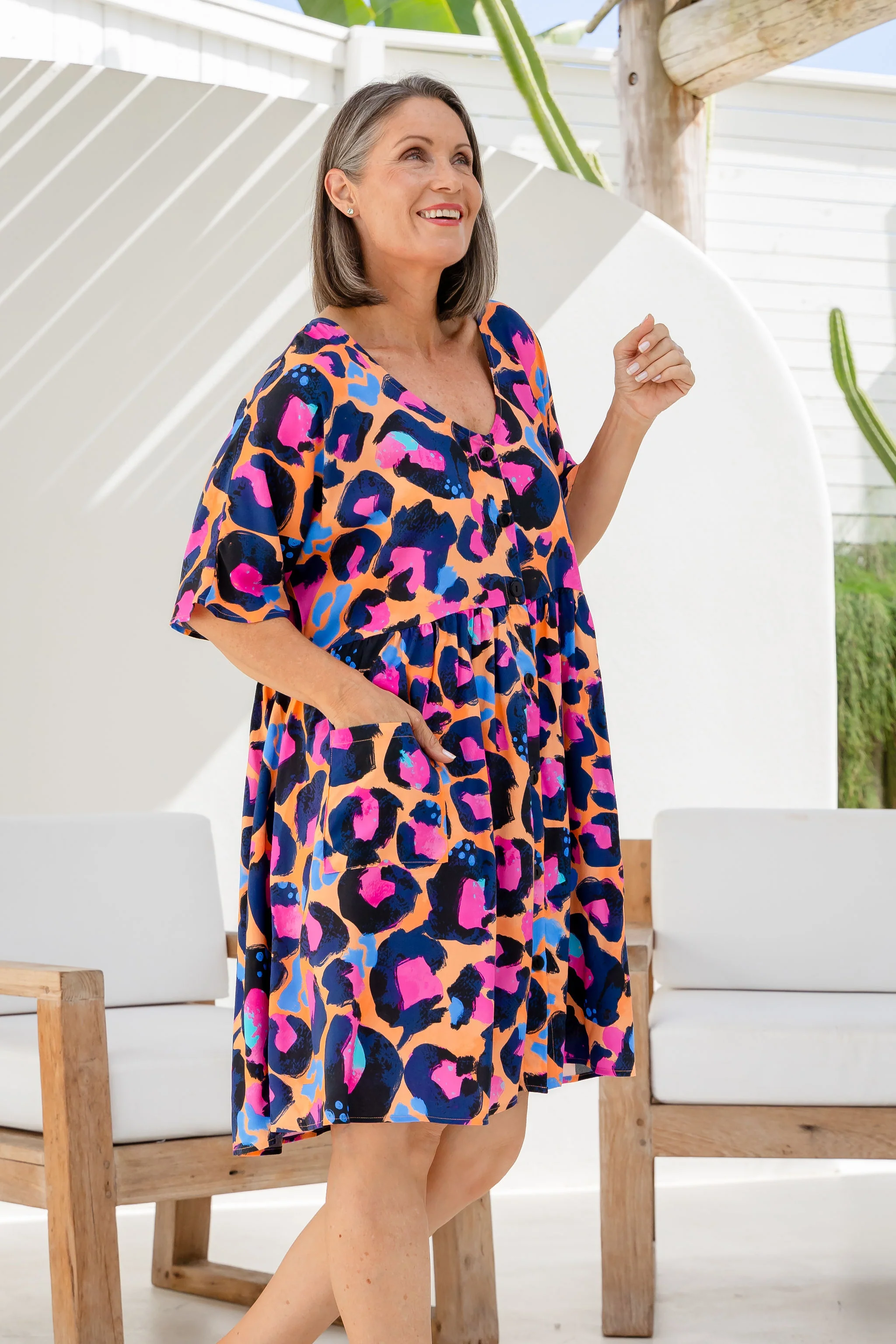 Disco Dress in Sherbie - Peach Leopard by Kasey Rainbow - Image 6