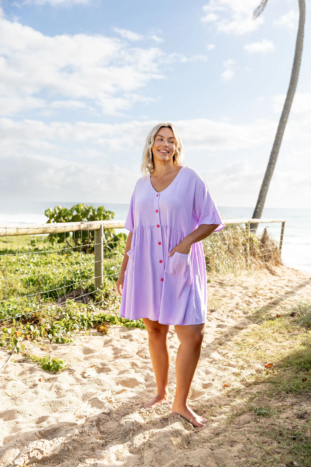 Disco Linen Blend Dress in Violet - Image 3