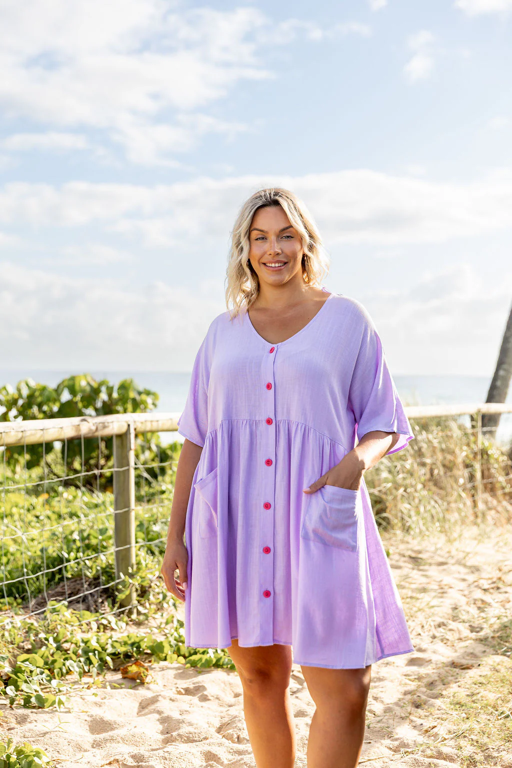 Disco Linen Blend Dress in Violet - Image 4