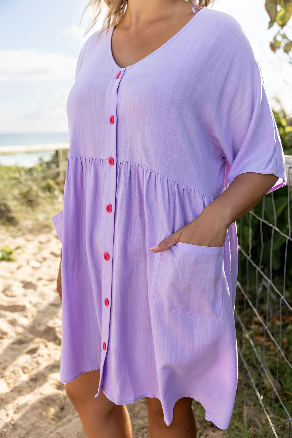 Disco Linen Blend Dress in Violet - Image 7