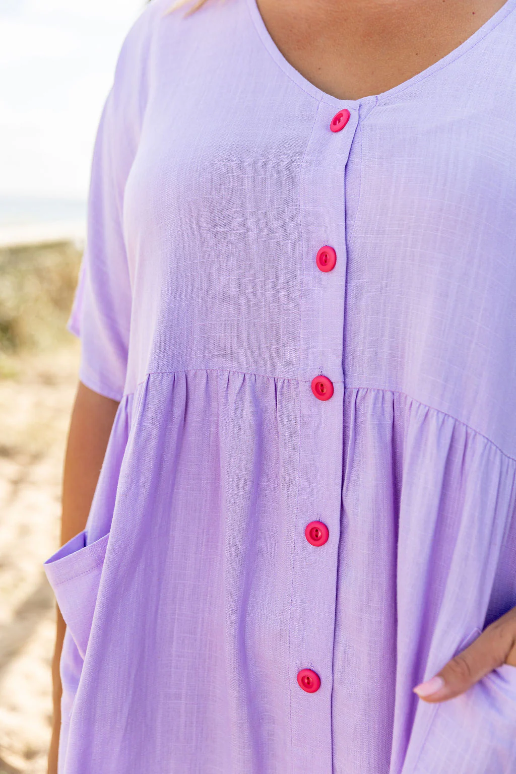 Disco Linen Blend Dress in Violet - Image 8