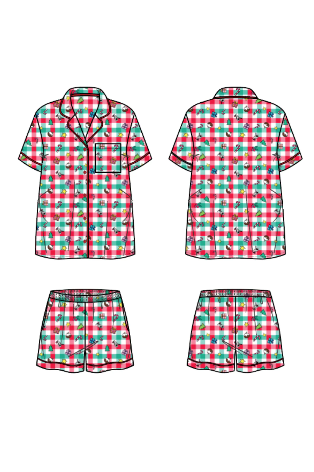 Kids Elves Shirt & Shorts Sleepwear Set in Christmas Picnic by Kasey Rainbow - Image 10