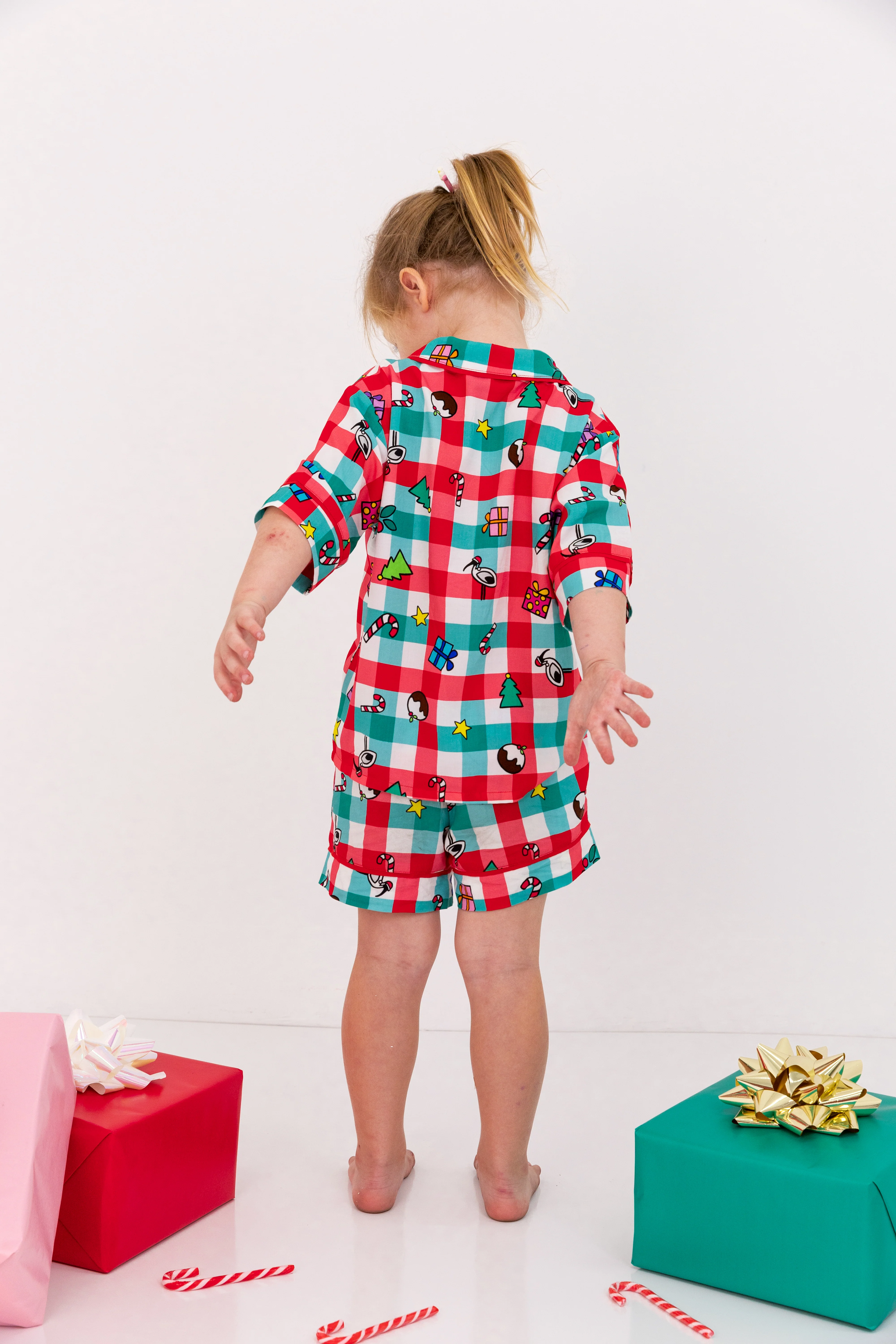 Kids Elves Shirt & Shorts Sleepwear Set in Christmas Picnic by Kasey Rainbow - Image 5
