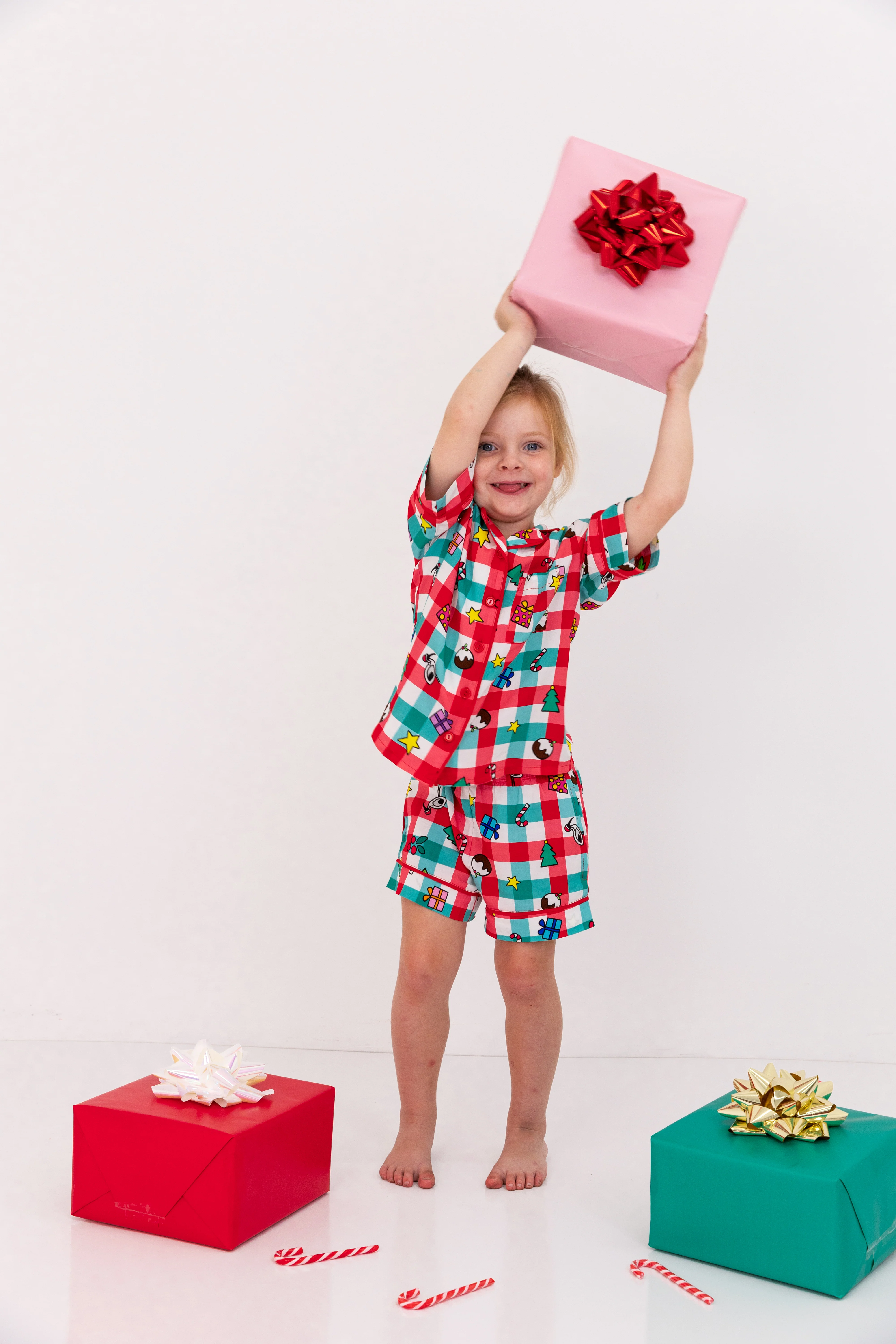 Kids Elves Shirt & Shorts Sleepwear Set in Christmas Picnic by Kasey Rainbow - Image 7