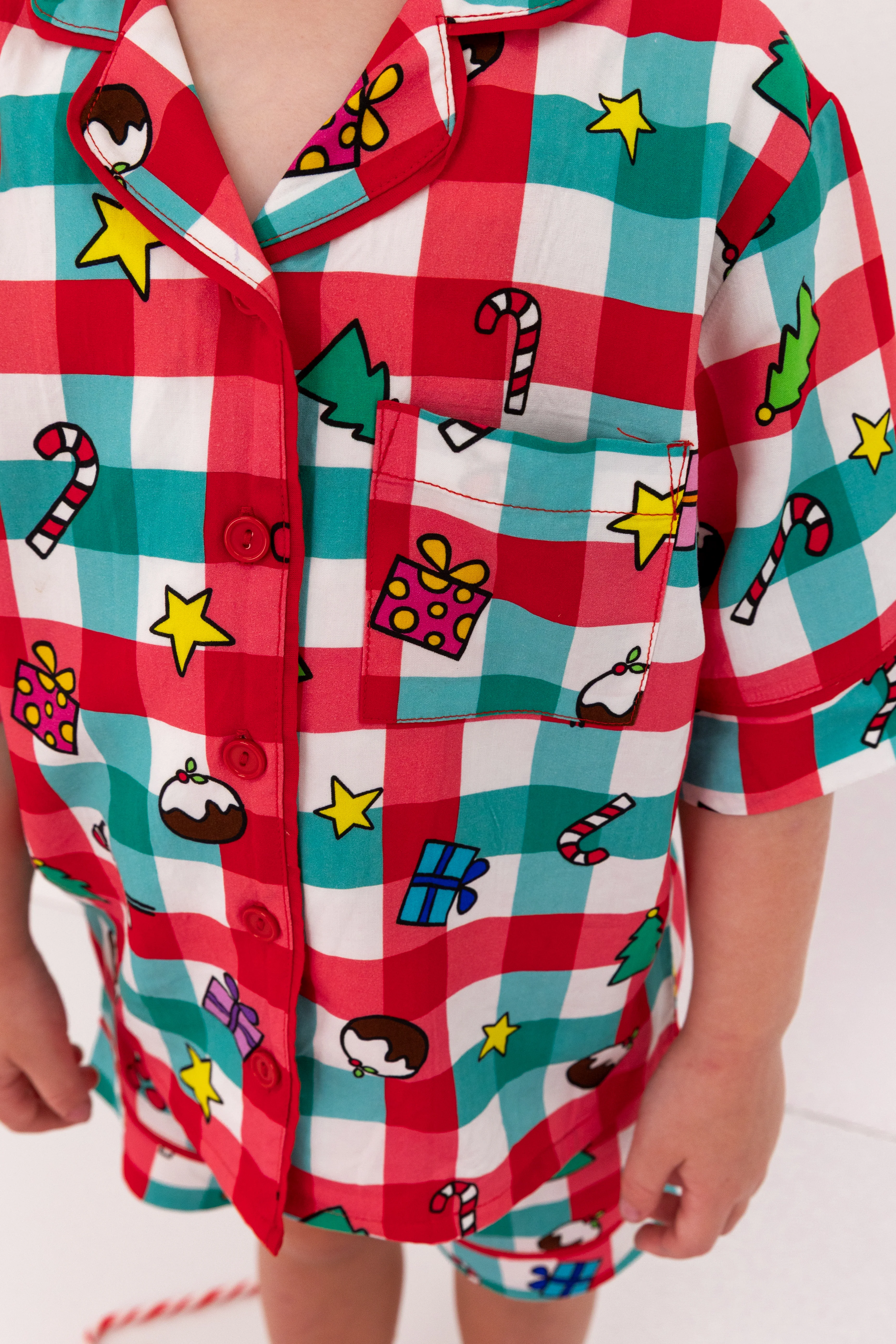Kids Elves Shirt & Shorts Sleepwear Set in Christmas Picnic by Kasey Rainbow - Image 8
