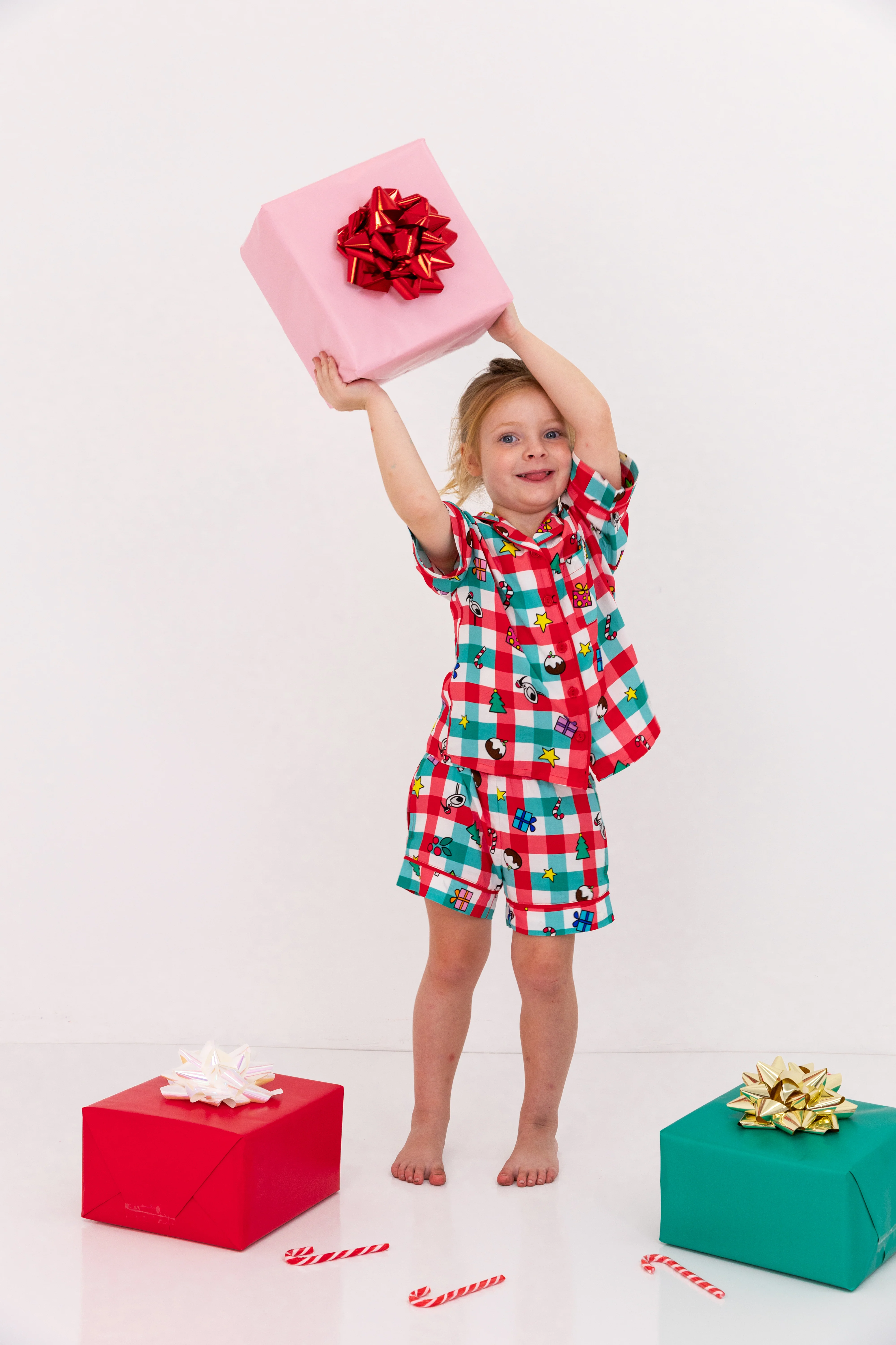 Kids Elves Shirt & Shorts Sleepwear Set in Christmas Picnic by Kasey Rainbow - Image 9