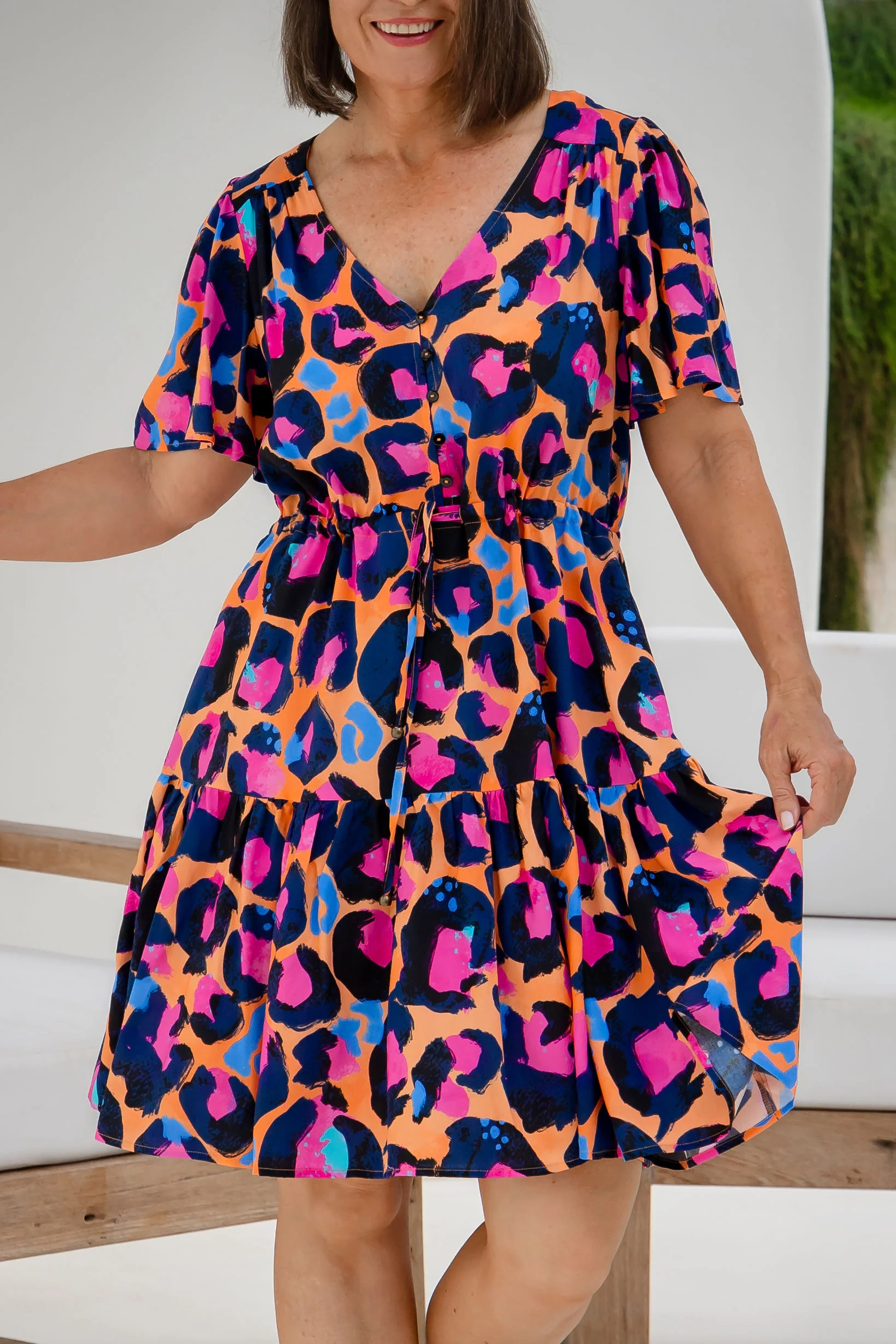 Esmae Dress in Sherbie - Peach Leopard by Kasey Rainbow - Image 3