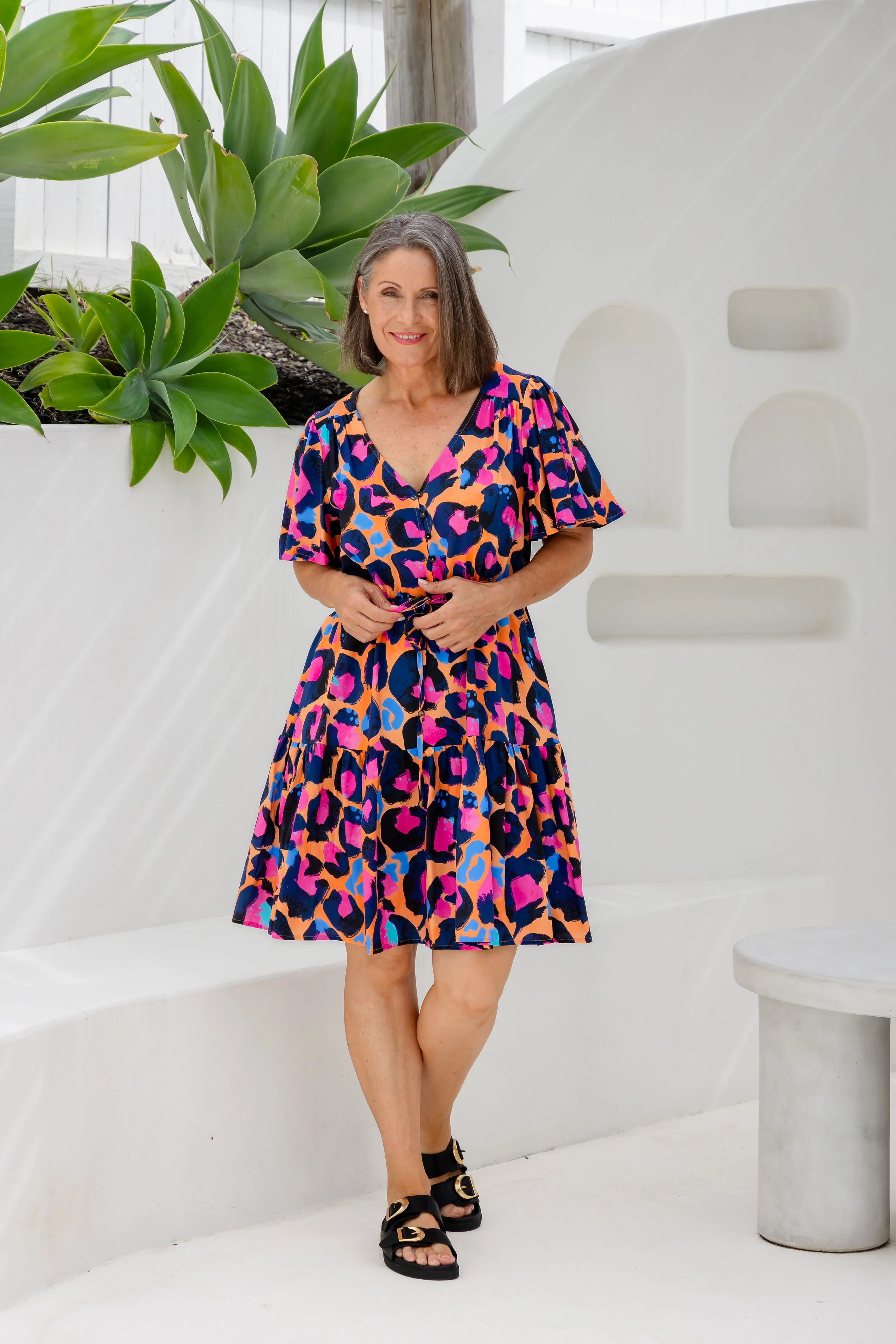 Esmae Dress in Sherbie - Peach Leopard by Kasey Rainbow - Image 4