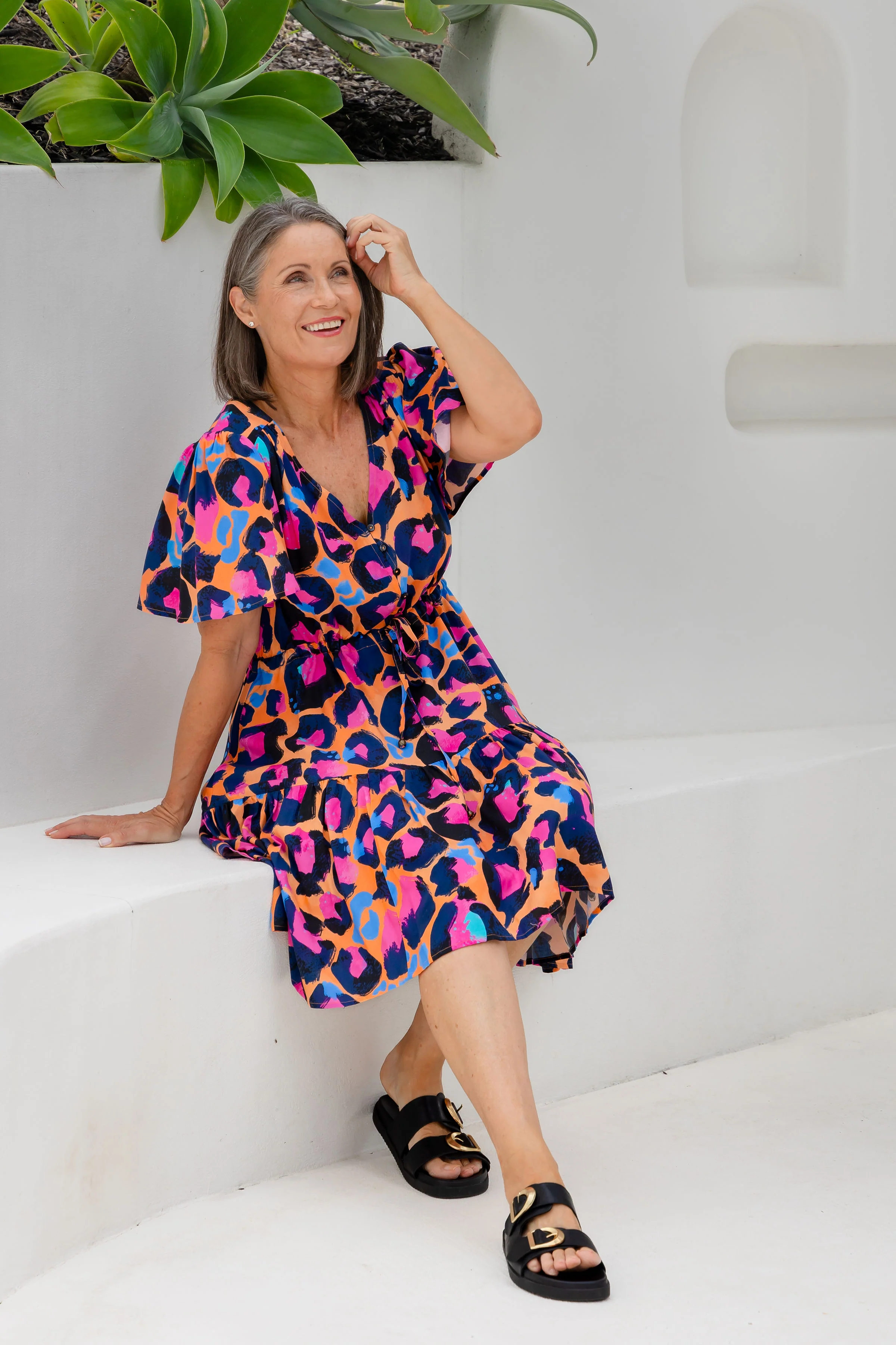 Esmae Dress in Sherbie - Peach Leopard by Kasey Rainbow - Image 8