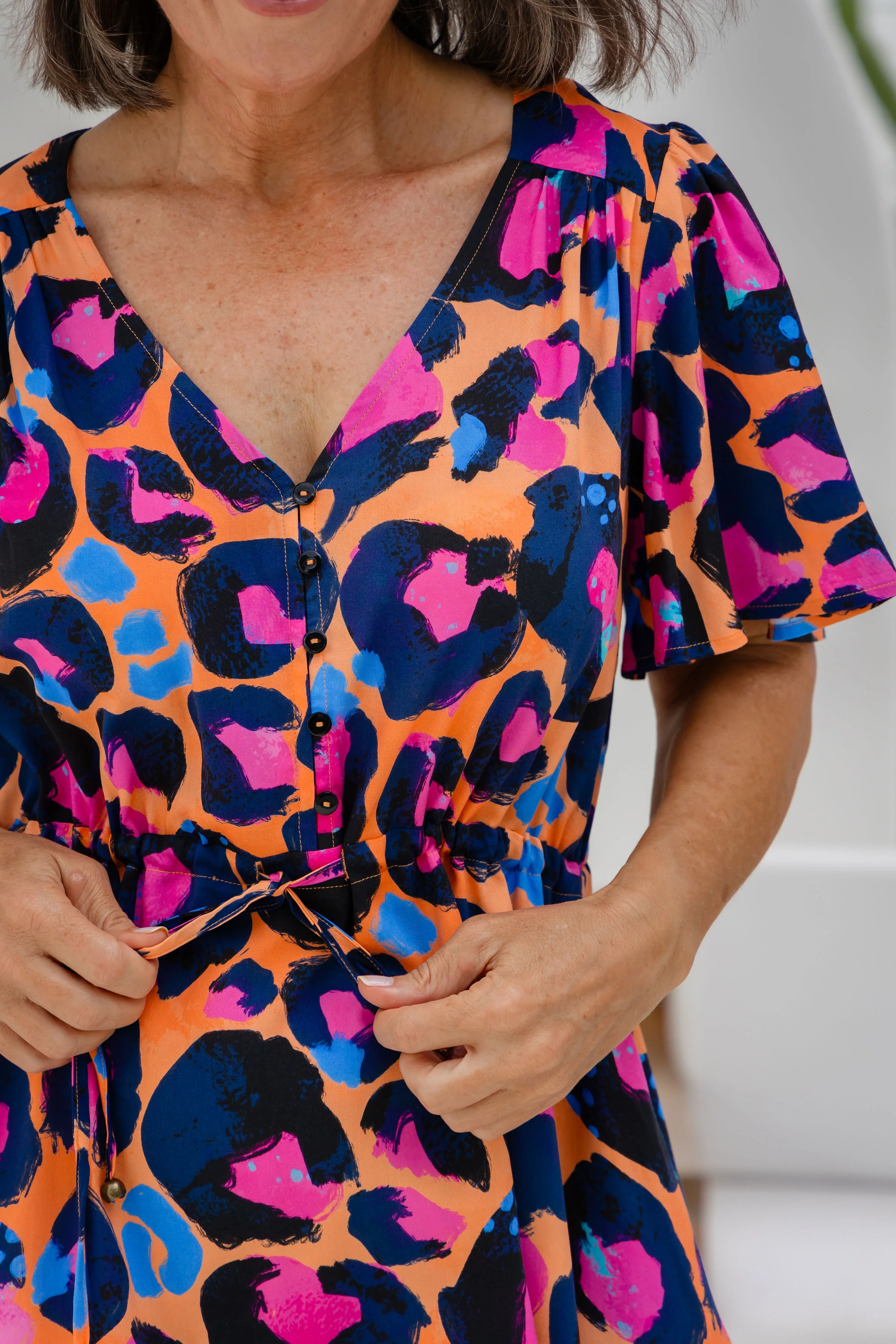 Esmae Dress in Sherbie - Peach Leopard by Kasey Rainbow - Image 9