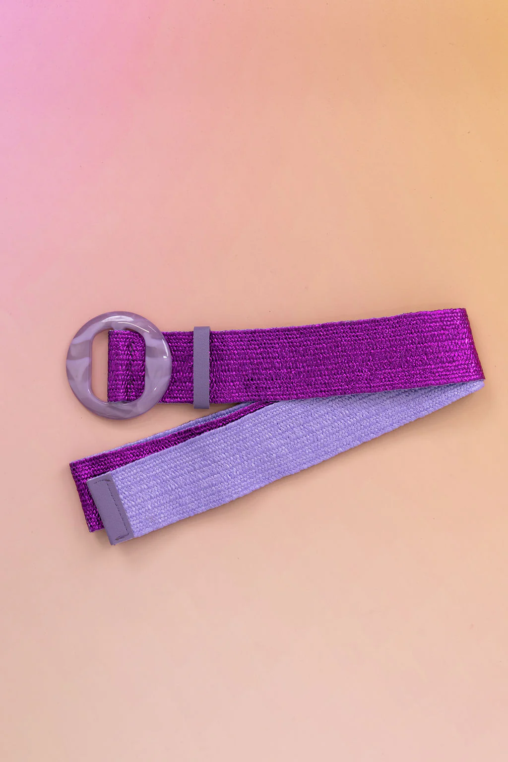 Extra Length Stretch Belt in Purple with Circle Buckle - Image 3