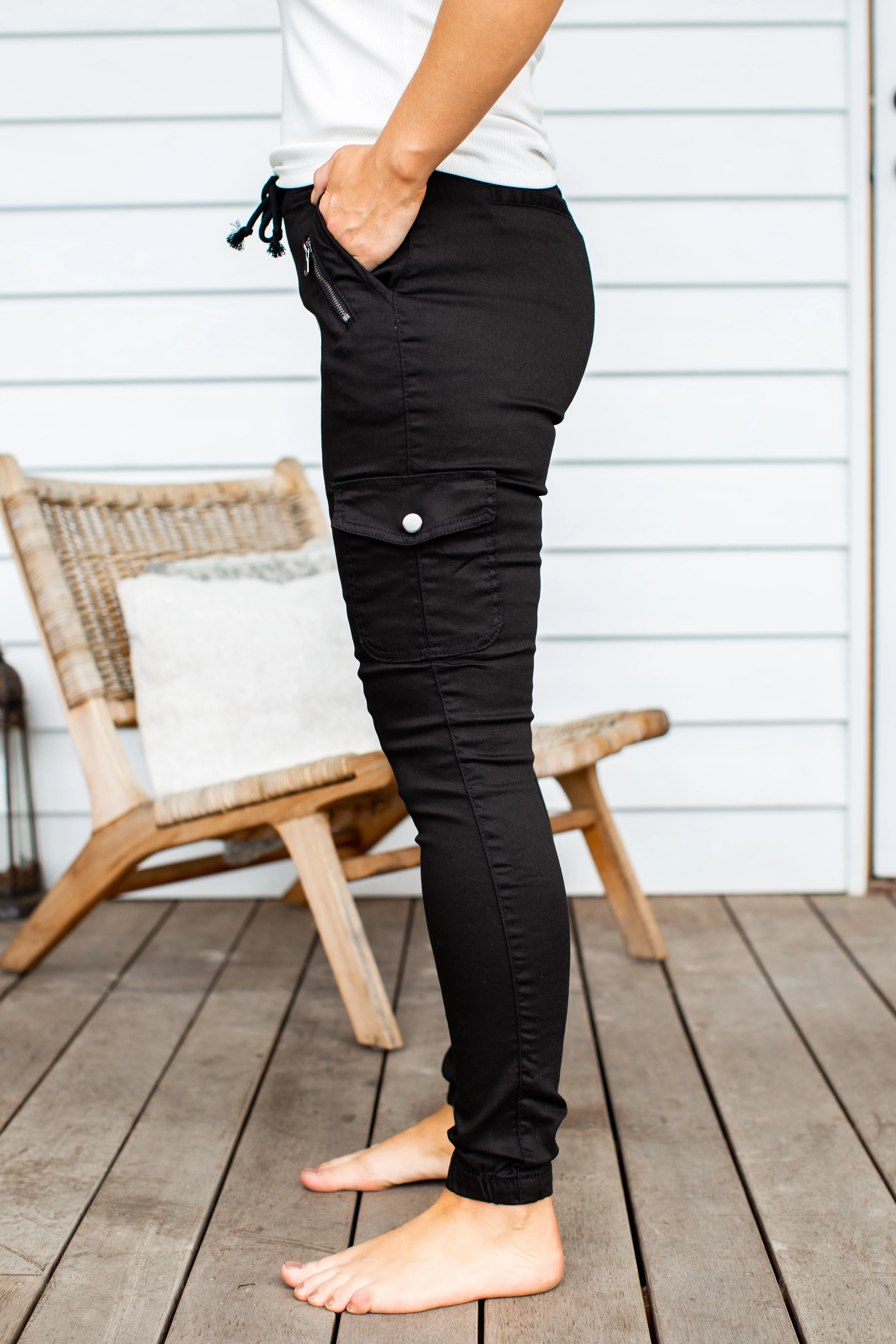 Florence Denim Joggers in Black - Image 4