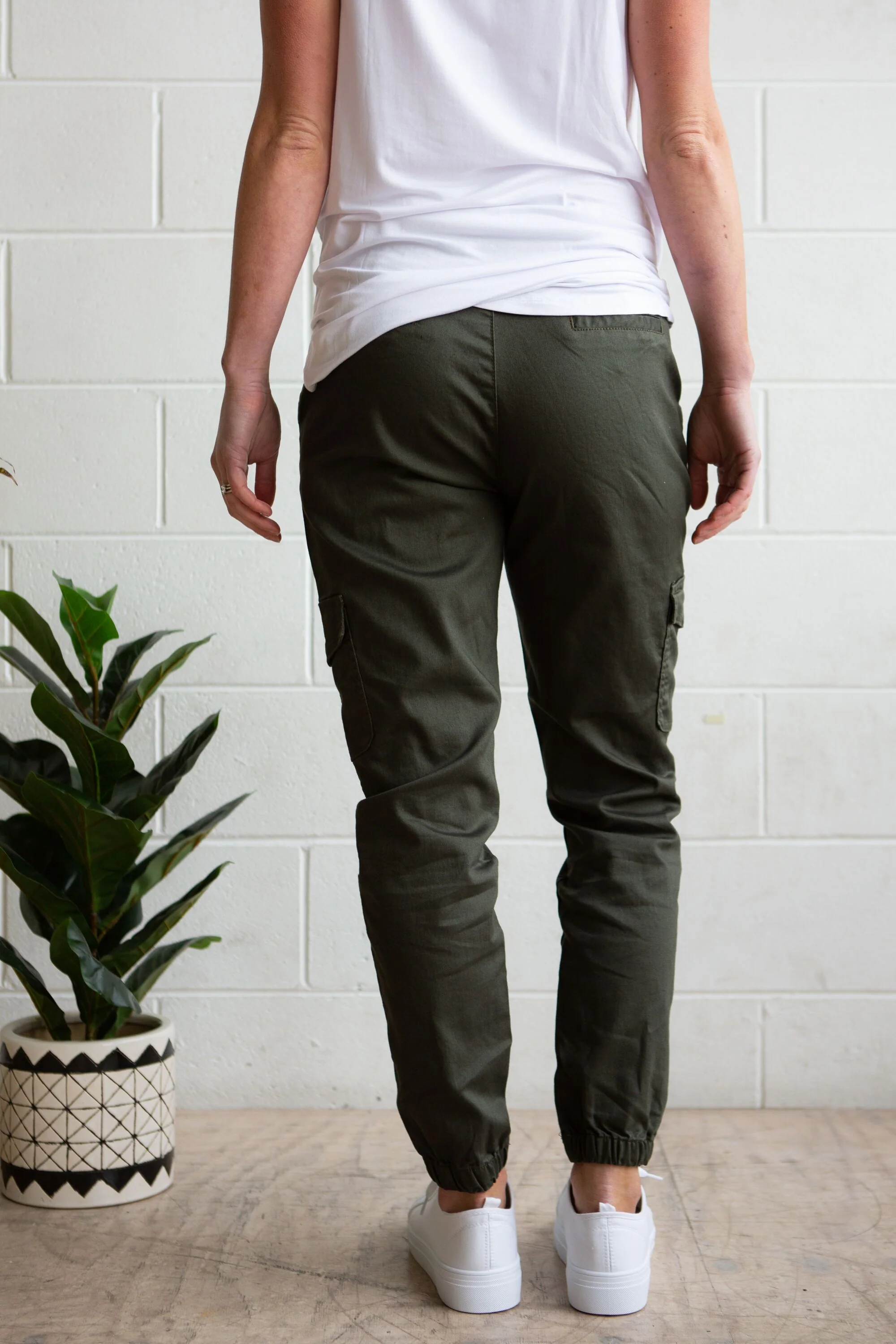 Florence Denim Joggers in Khaki - Image 8