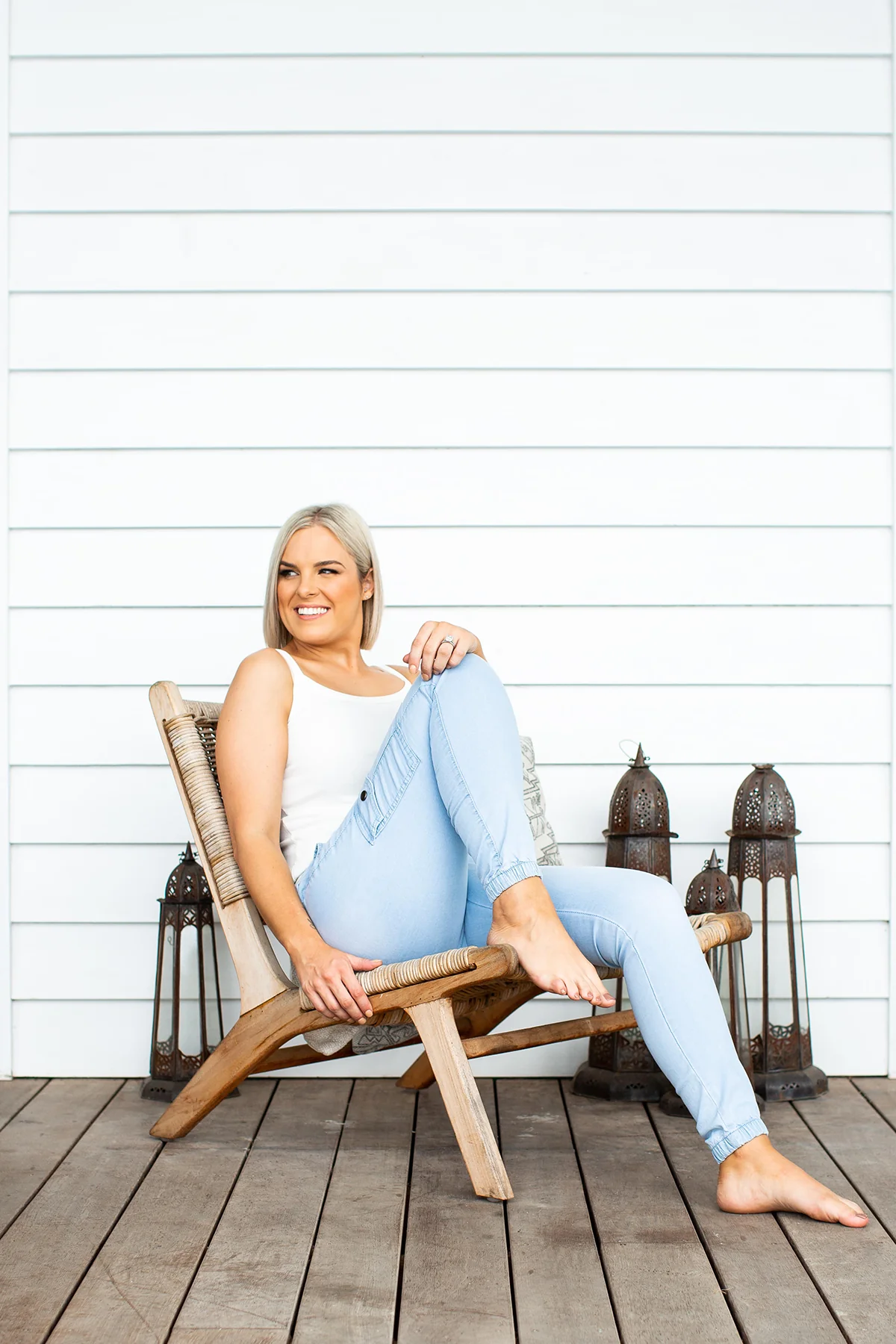 Florence Denim Joggers in Light Blue - Image 4