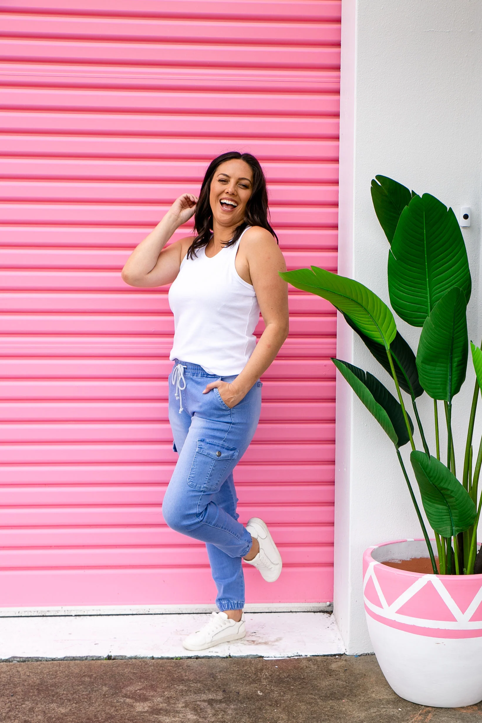 Florence Denim Joggers in Sky Blue - Image 8