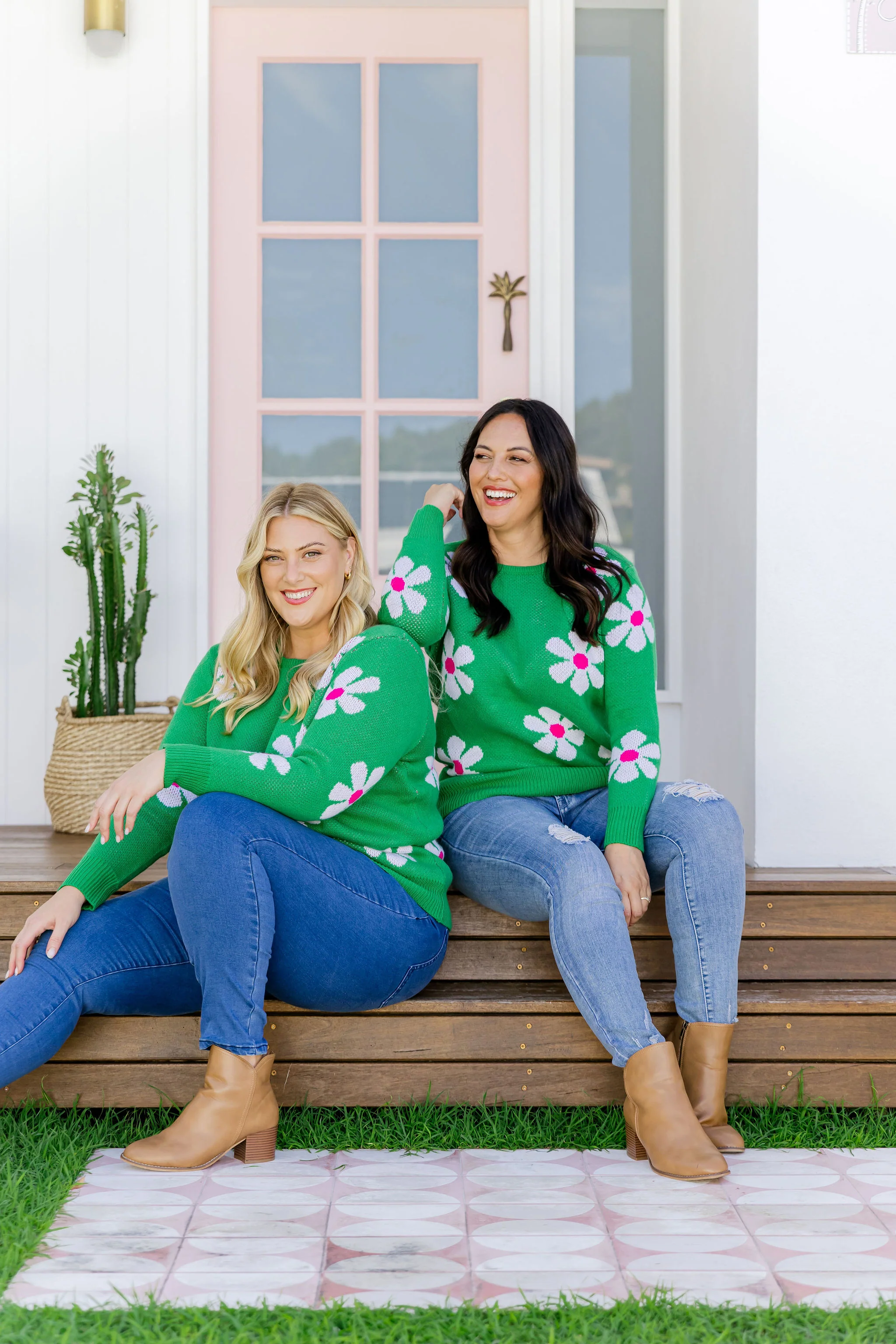 Florence Knit Jumper in Green Flowers - Image 12