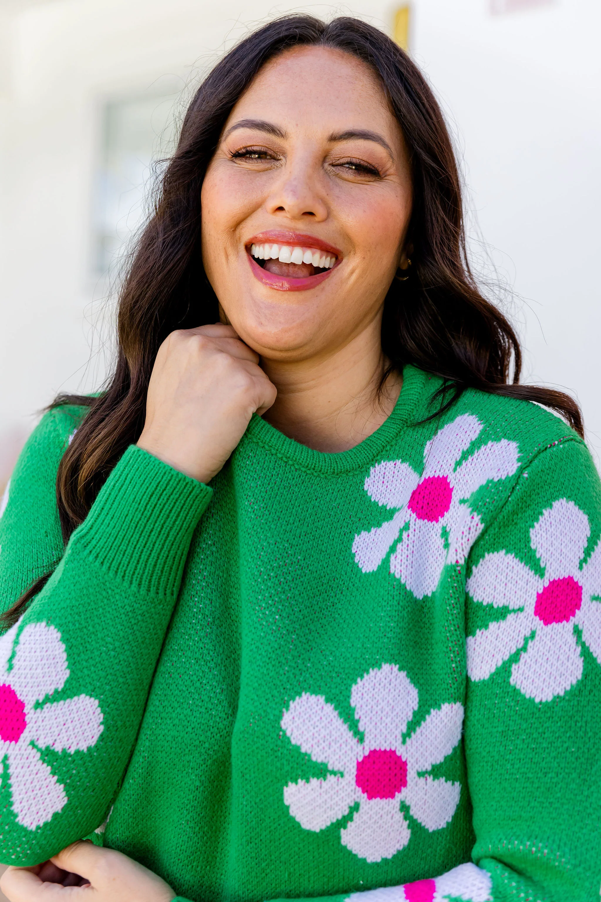 Florence Knit Jumper in Green Flowers - Image 6