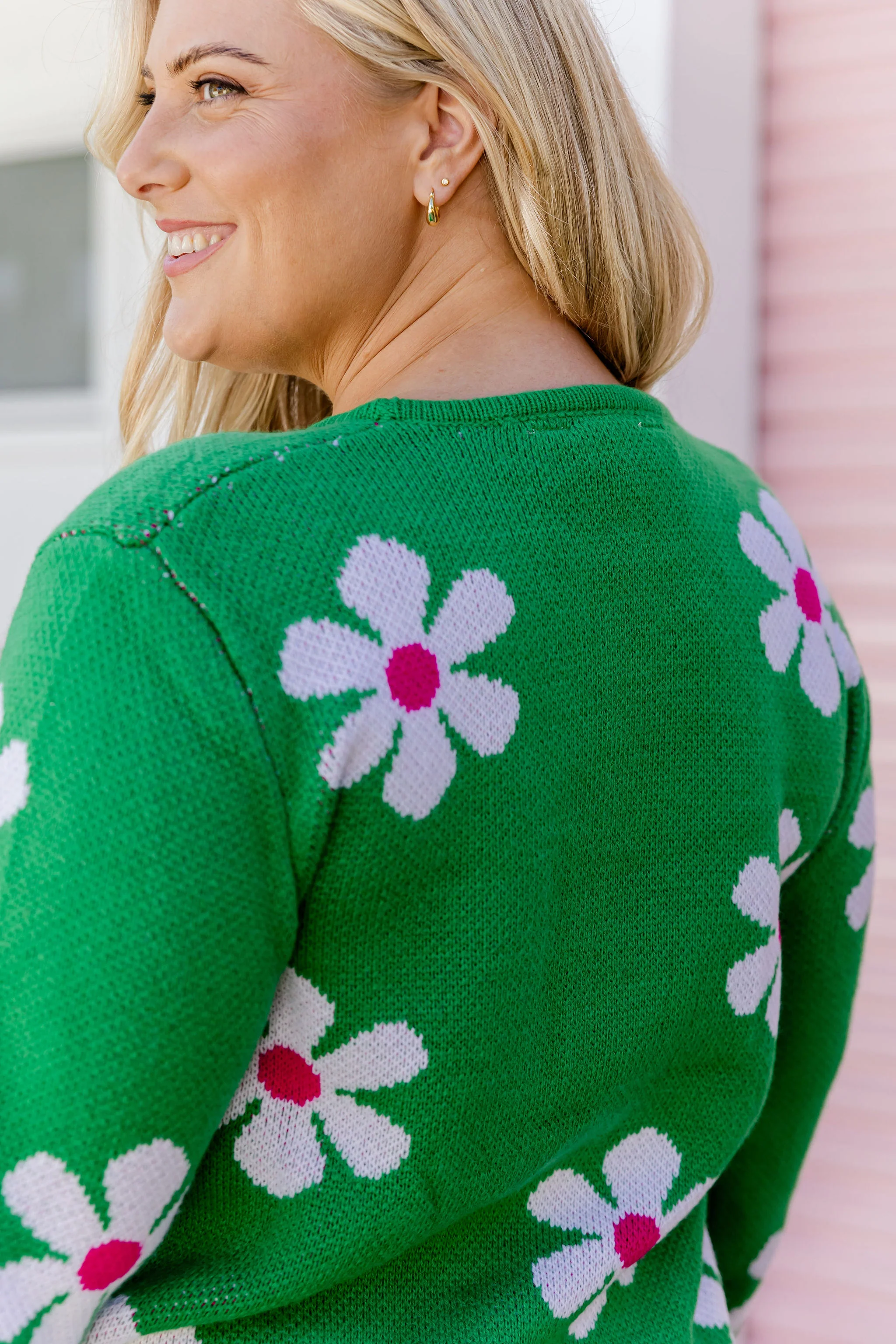 Florence Knit Jumper in Green Flowers - Image 7
