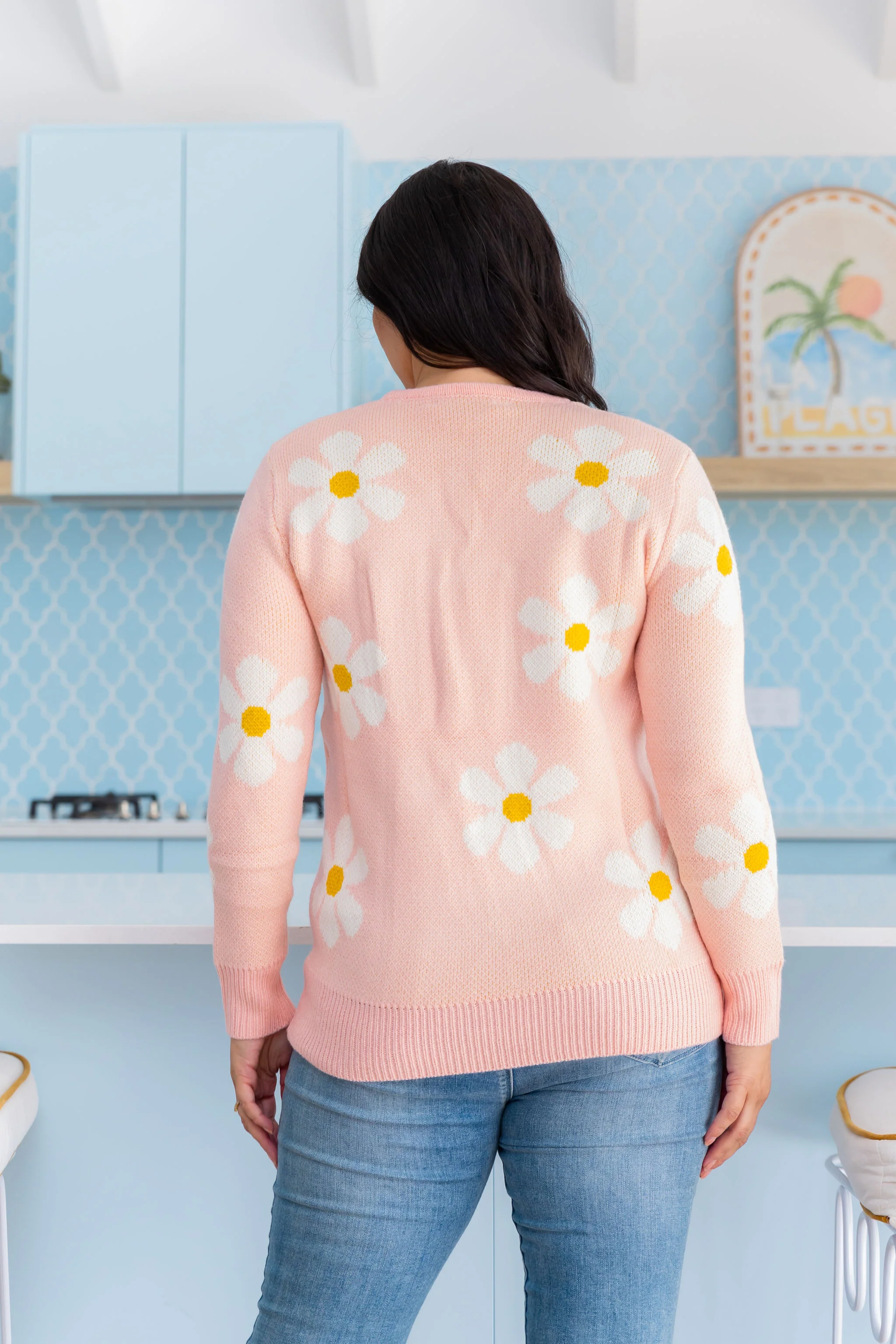 Florence Knit Jumper in Pale Pink Flowers - Image 12