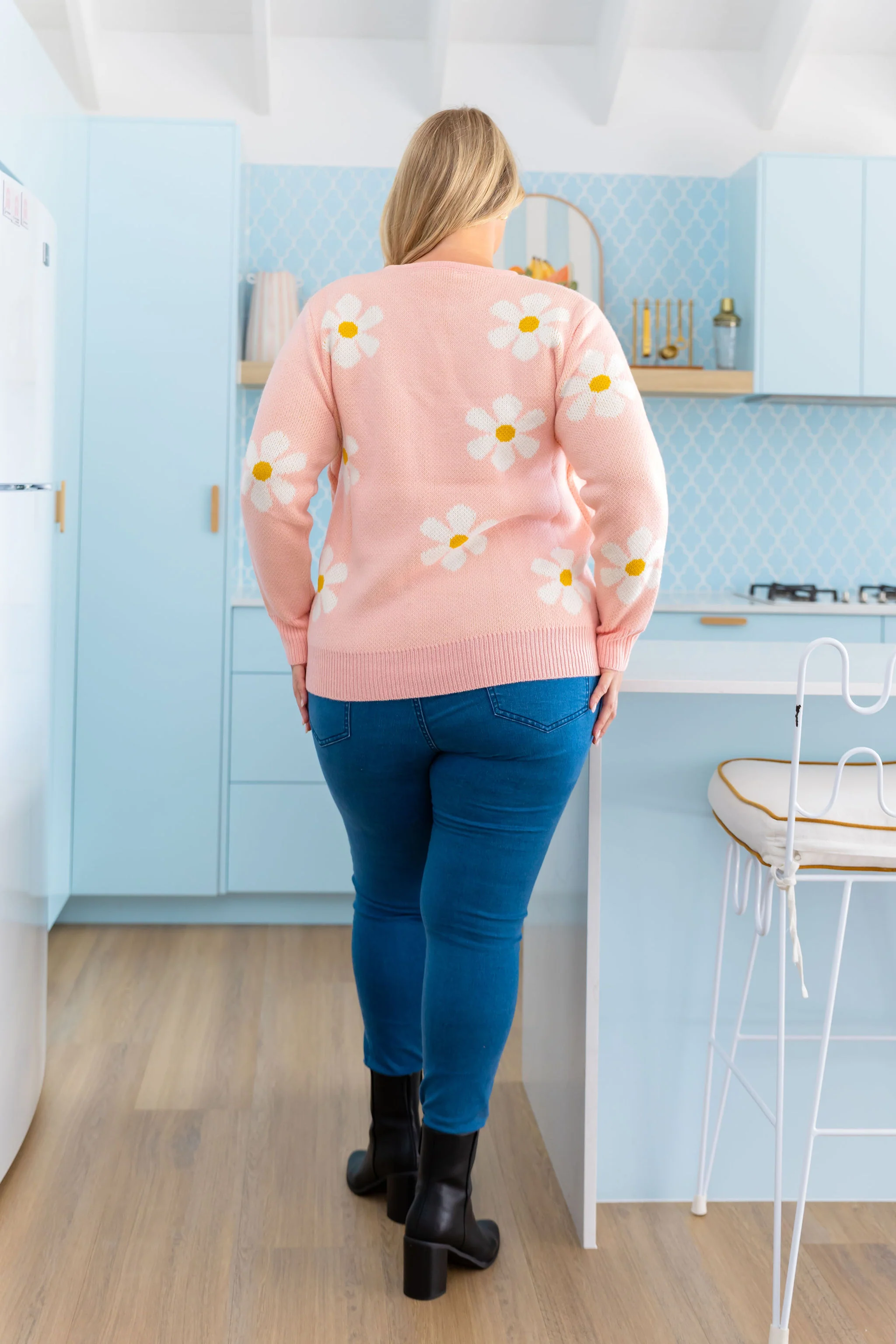 Florence Knit Jumper in Pale Pink Flowers - Image 17