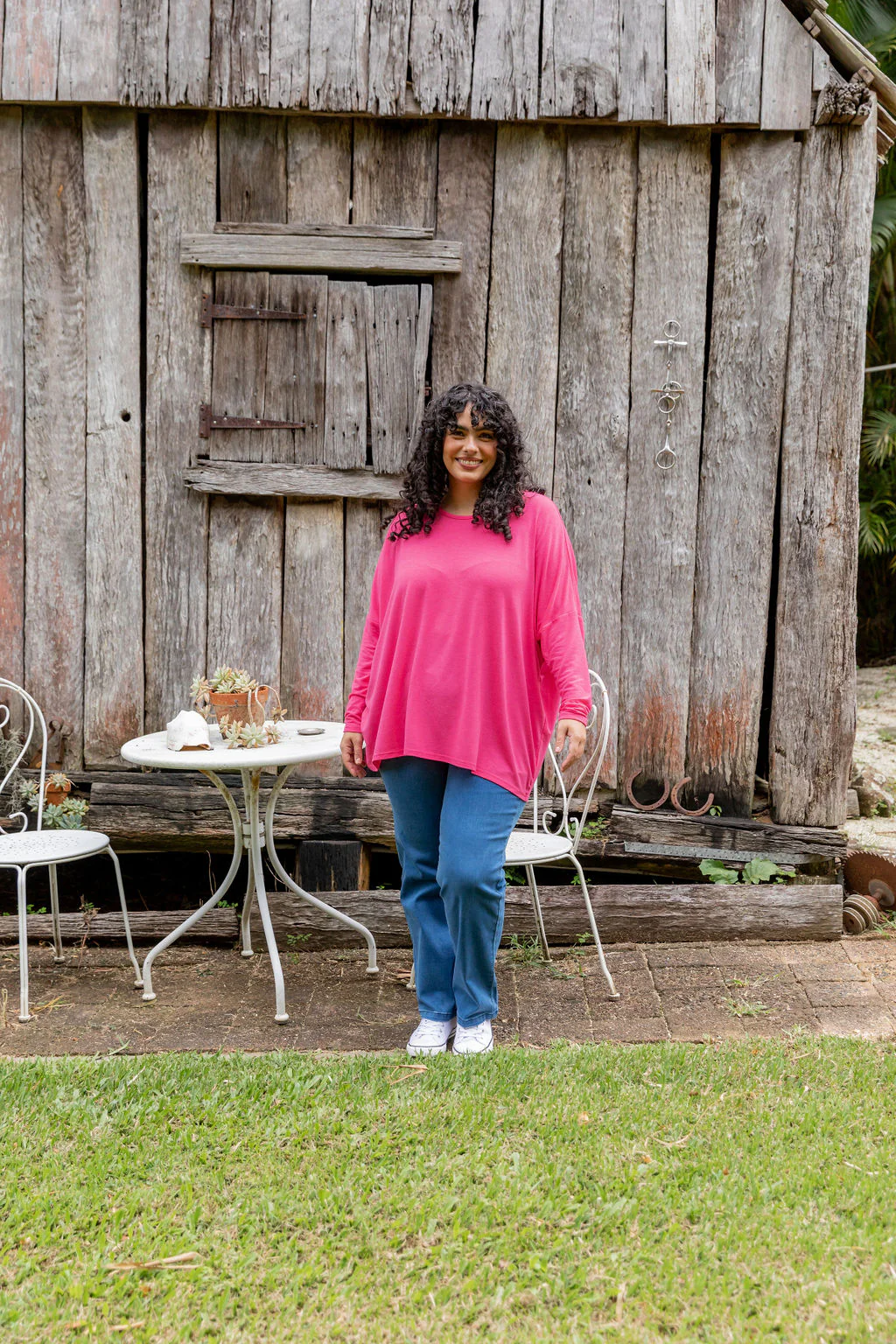 Harlow Knit Top in Barbie - Image 3