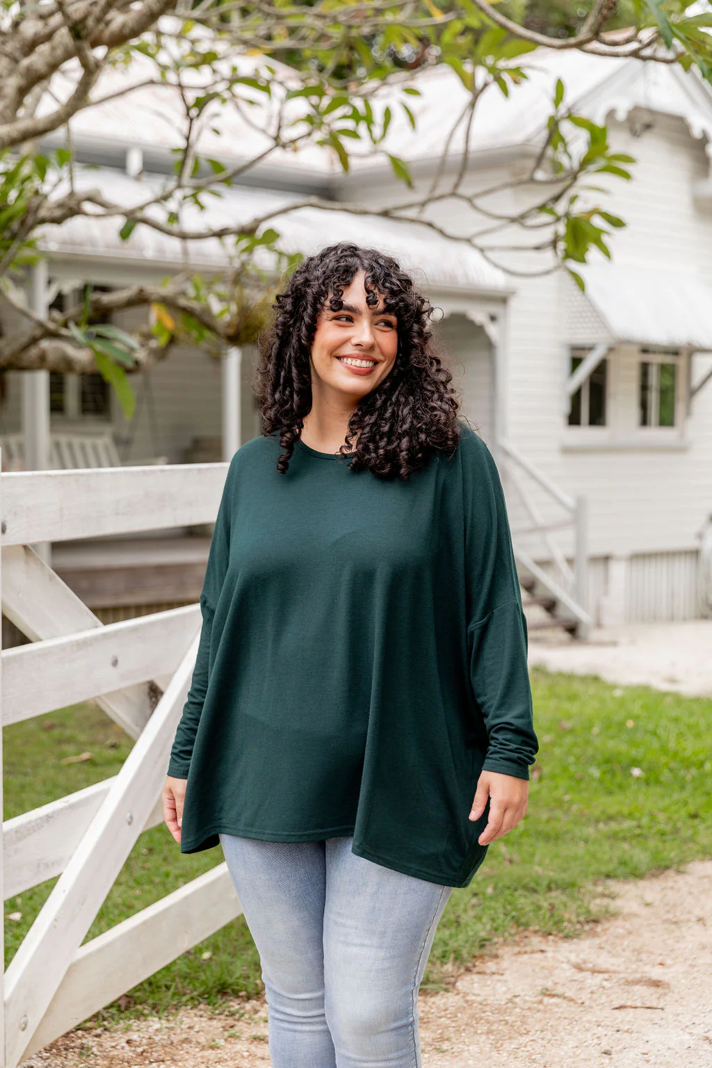 Harlow Knit Top in Forest Green - Image 3