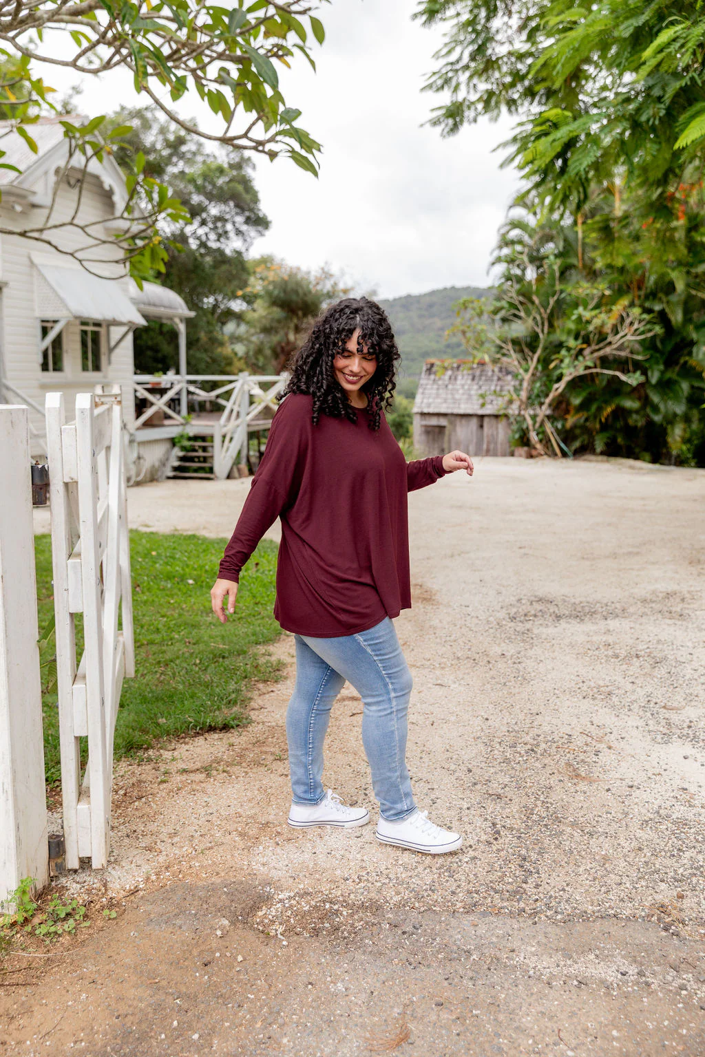 Harlow Knit Top in Merlot - Image 10