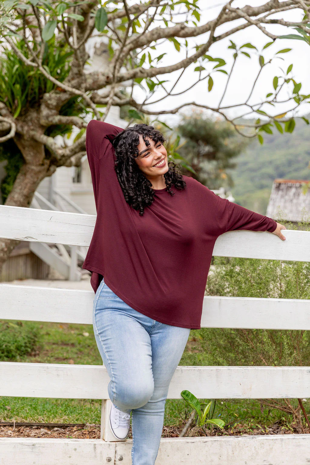 Harlow Knit Top in Merlot - Image 15