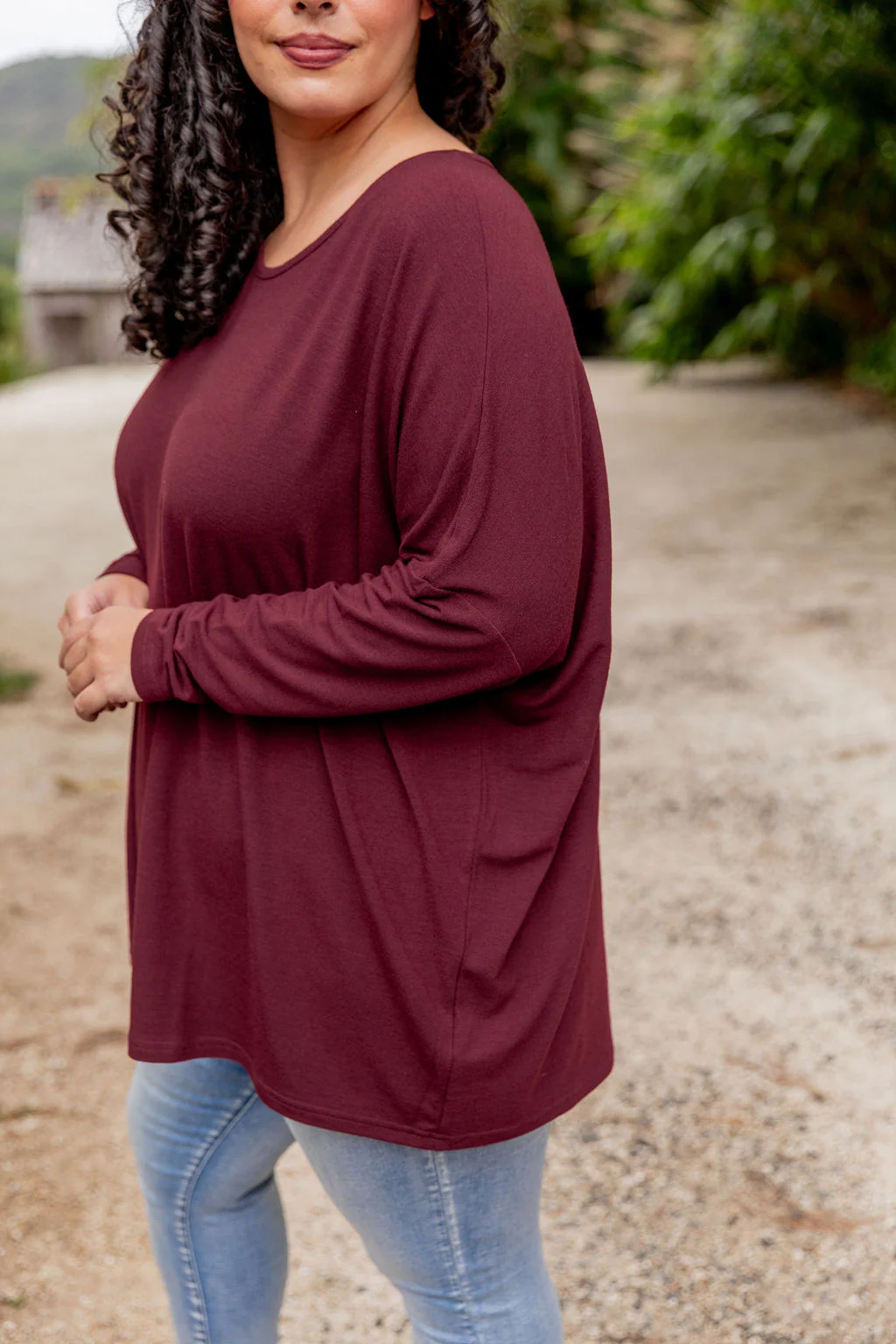 Harlow Knit Top in Merlot - Image 3